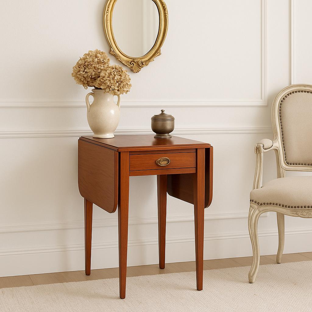 Antique Early 1900's Solid Wood Hepplewhite Cherry Drop-Leaf Table