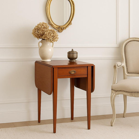 Antique Early 1900's Solid Wood Hepplewhite Cherry Drop-Leaf Table