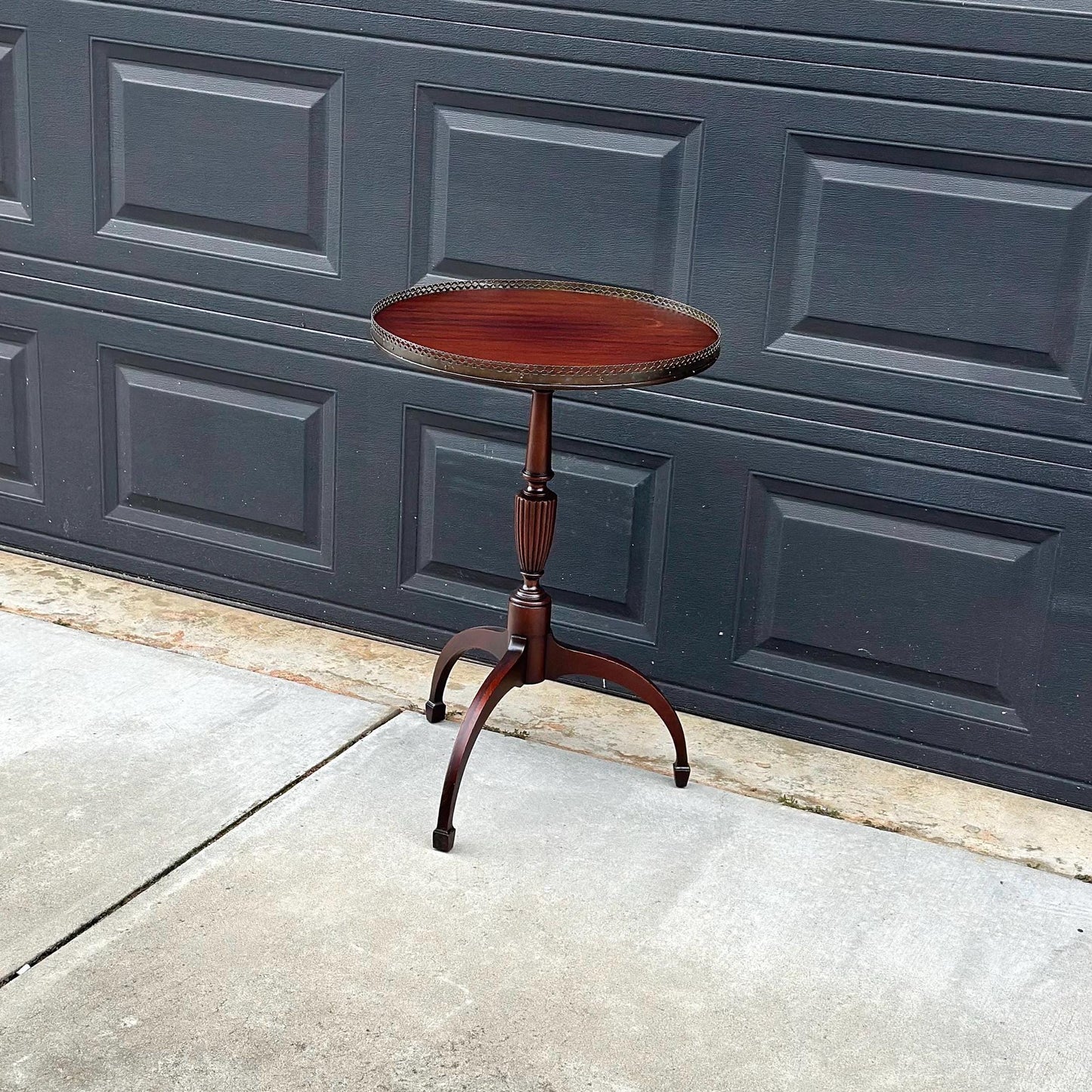 Antique Early 1900's Solid Wood Brass Trim Federal Mahogany Side Table