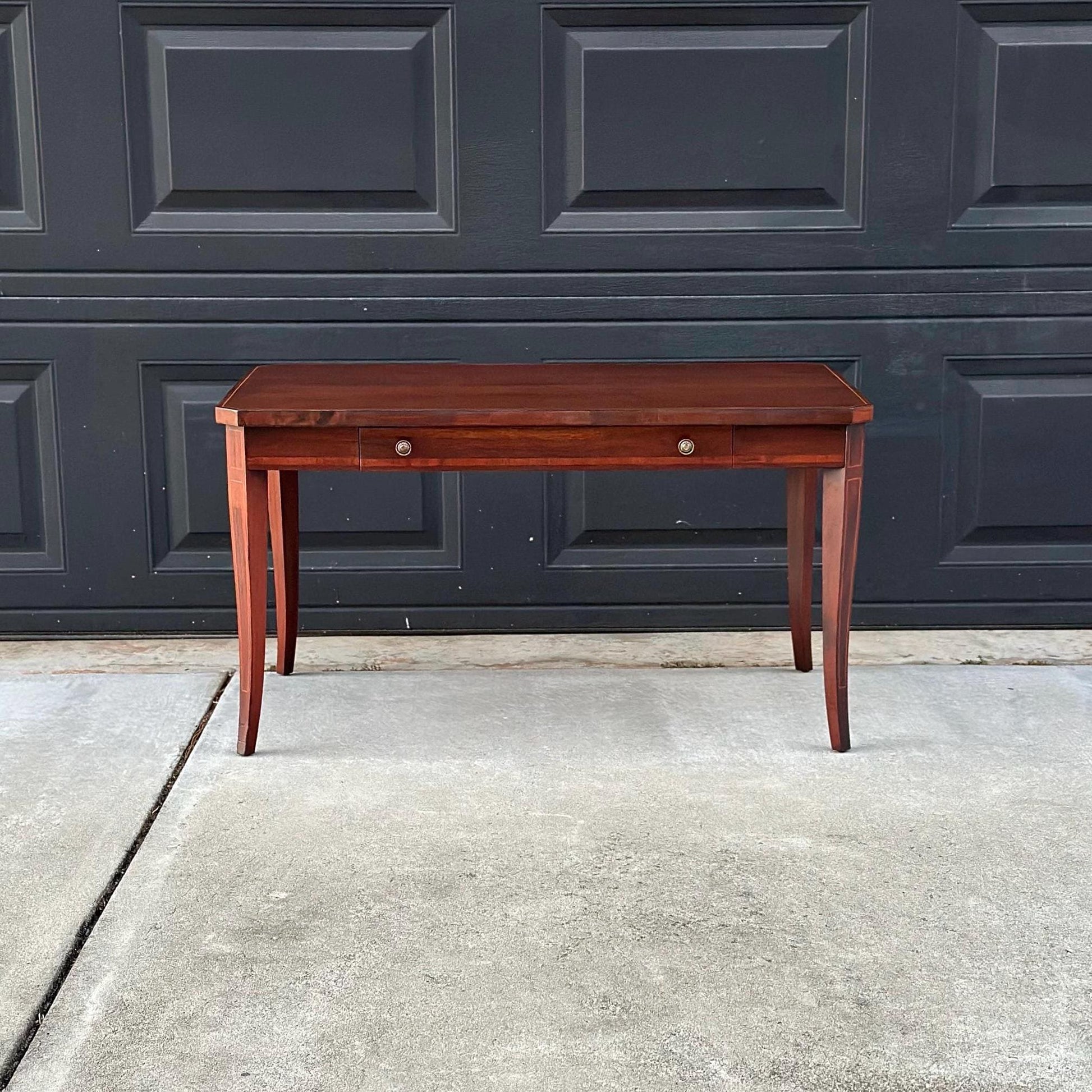Antique Early 1900's Banded Mahogany Single Drawer Traditional Wood Coffee Table