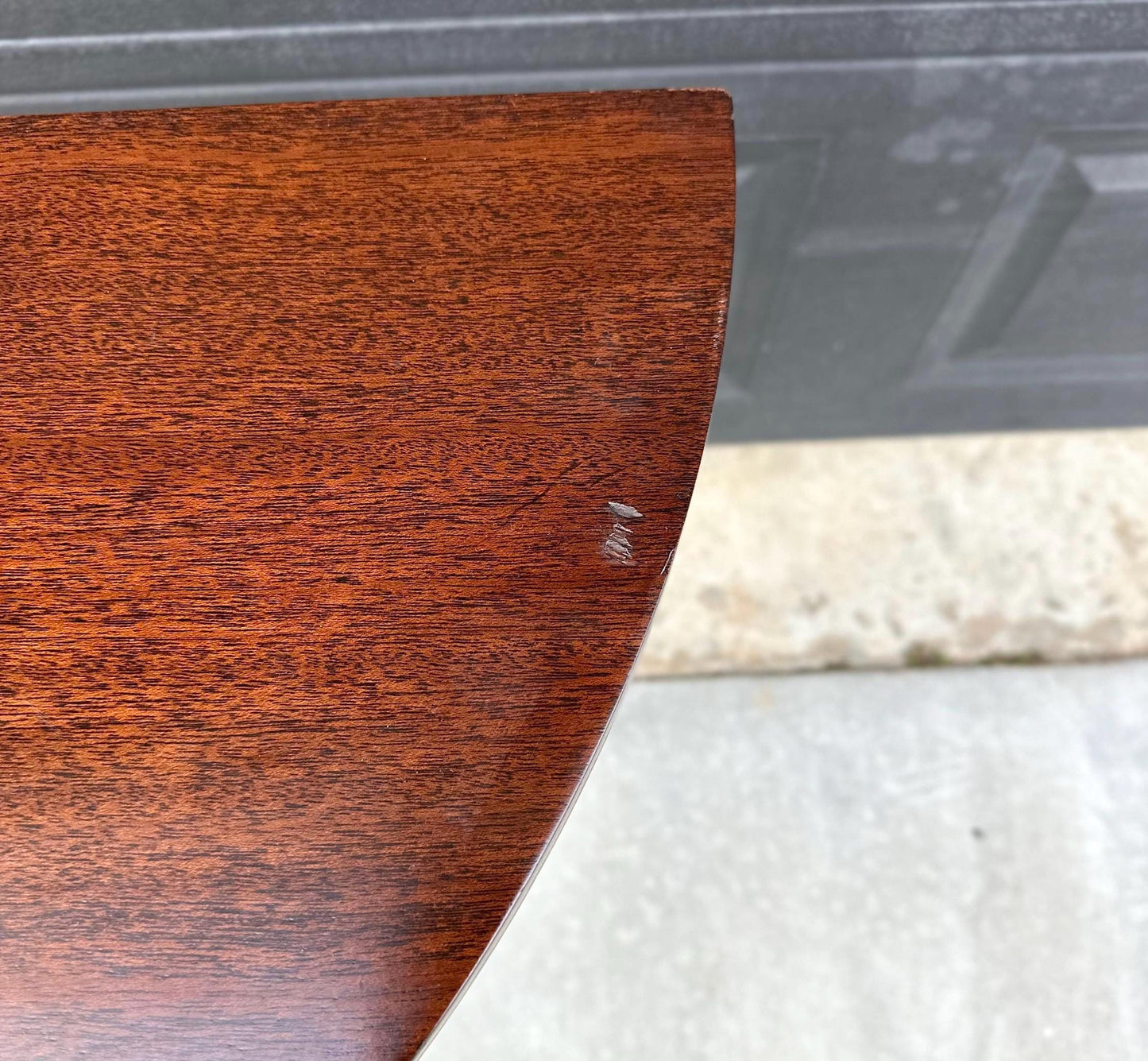Antique Early 1900's Banded Mahogany Sheraton Demi-Lune Half Round Wood Accent Table