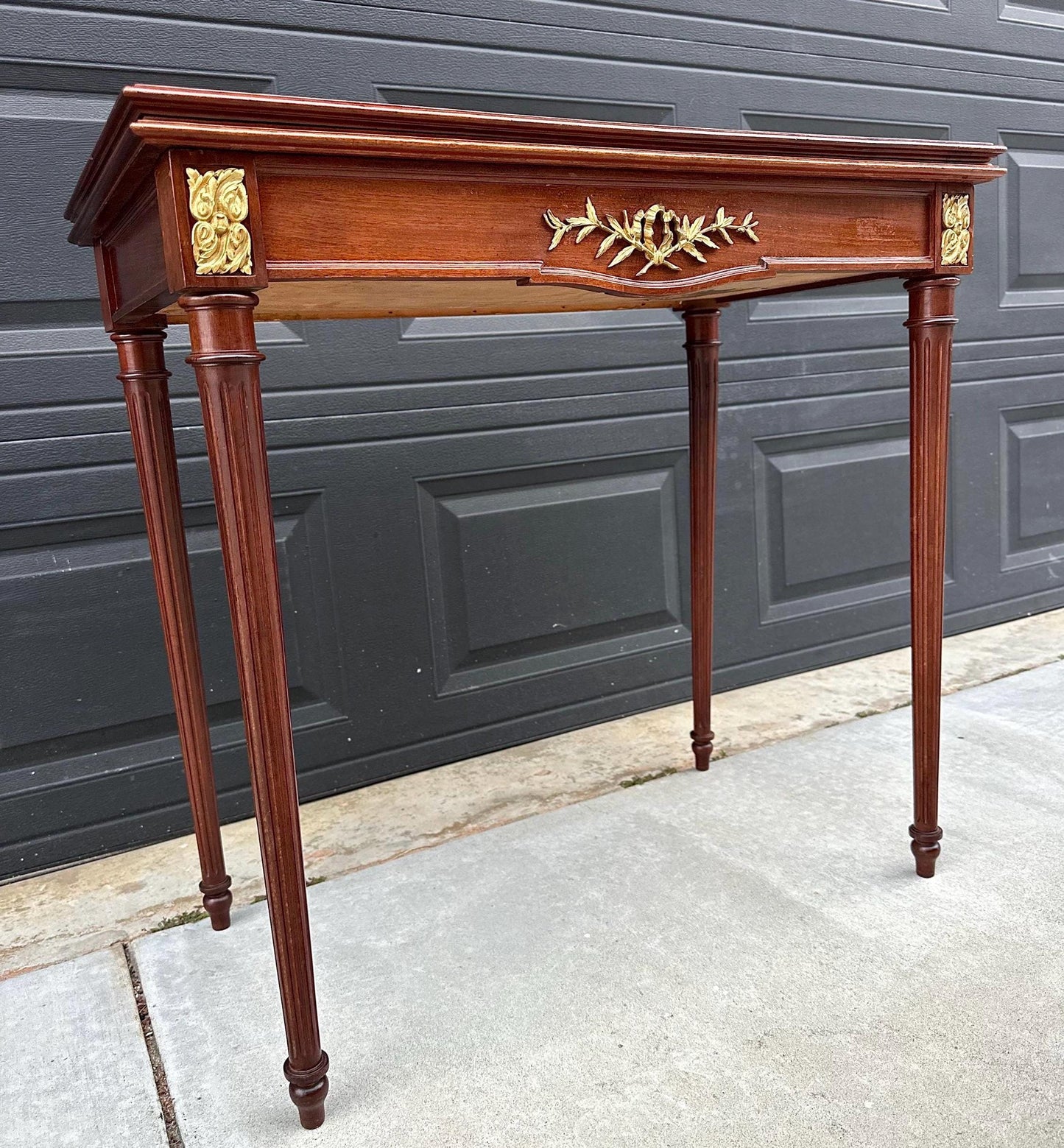 Antique Early 1900's Federal Mahogany Wood Ormolu Accent Game Table