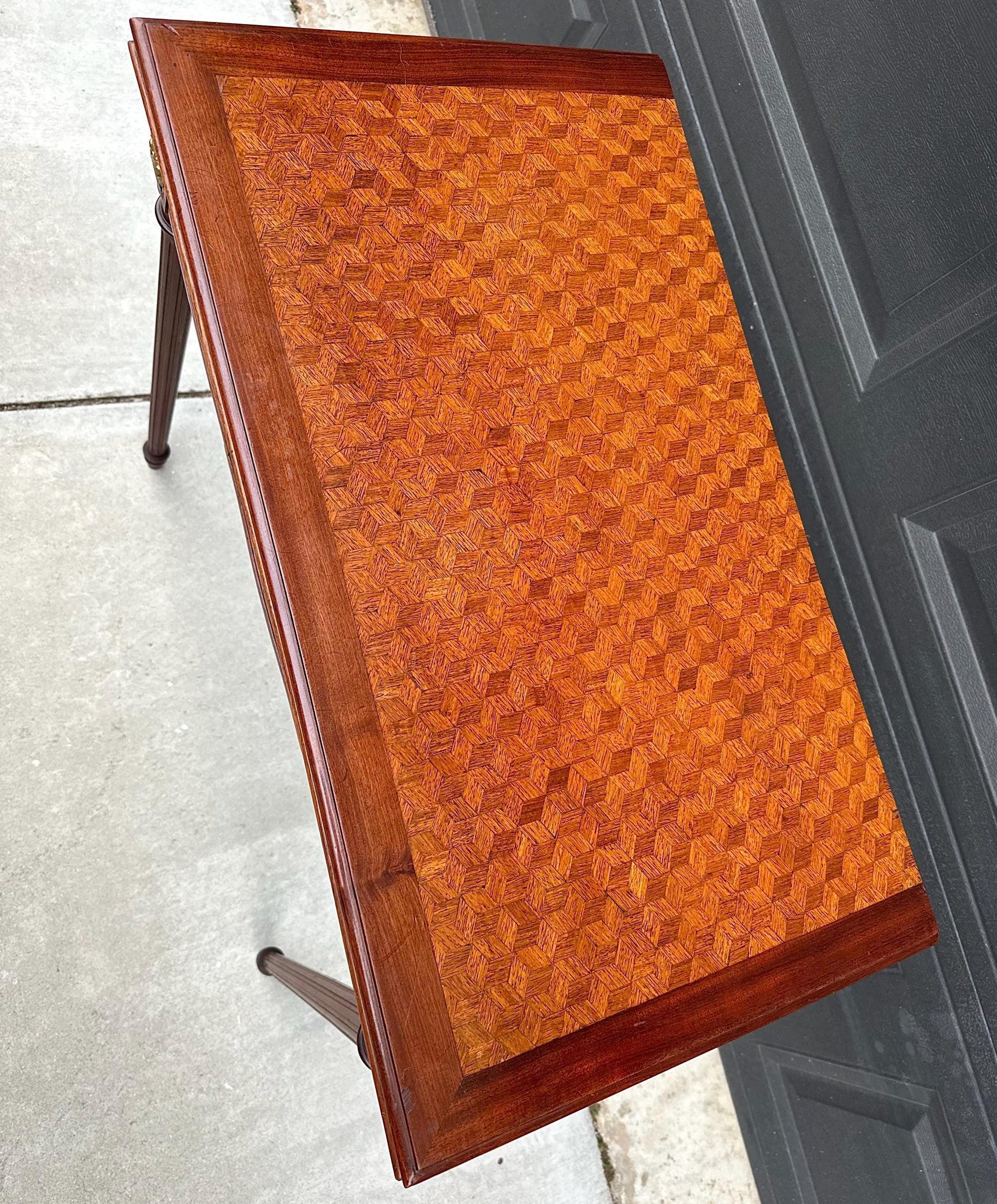 Antique Early 1900's Federal Mahogany Wood Ormolu Accent Game Table