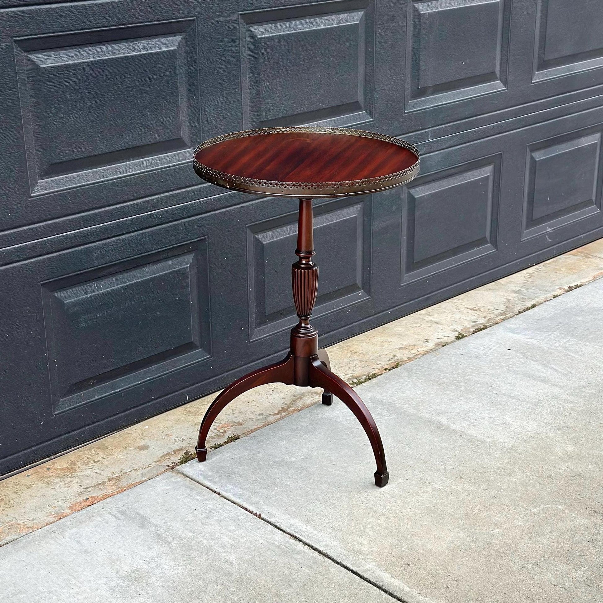 Antique Early 1900's Solid Wood Brass Trim Federal Mahogany Side Table