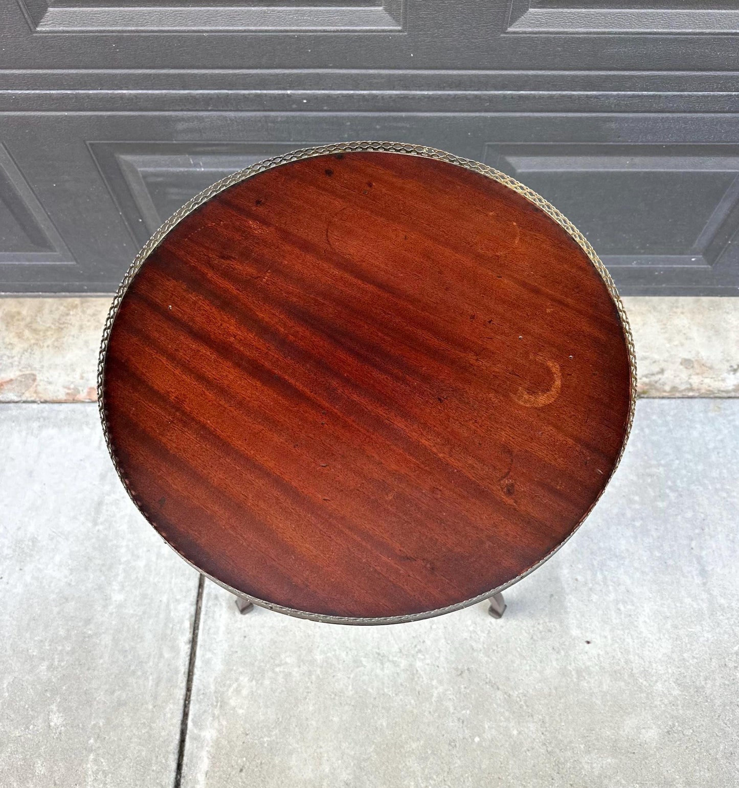 Antique Early 1900's Solid Wood Brass Trim Federal Mahogany Side Table