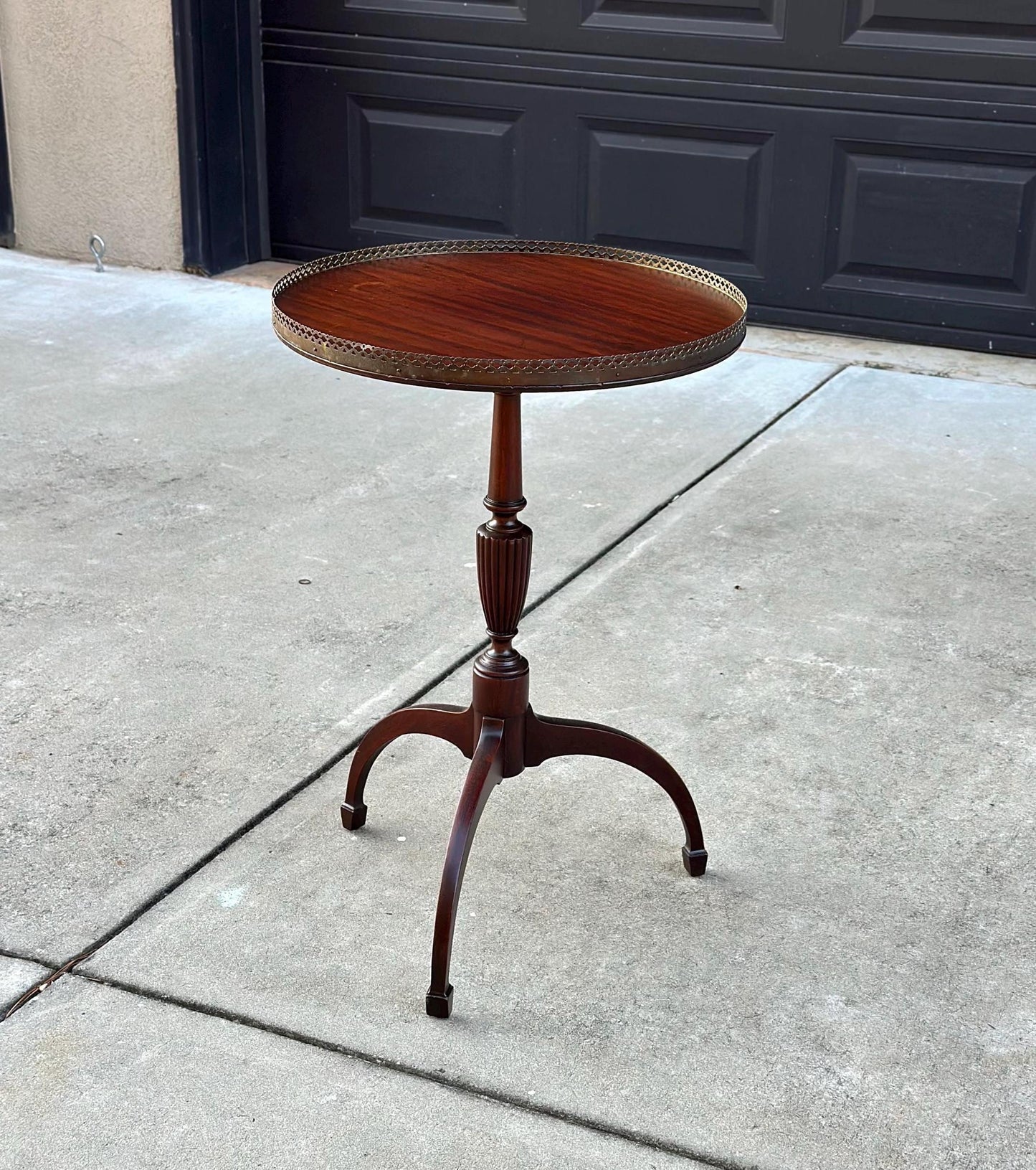 Antique Early 1900's Solid Wood Brass Trim Federal Mahogany Side Table