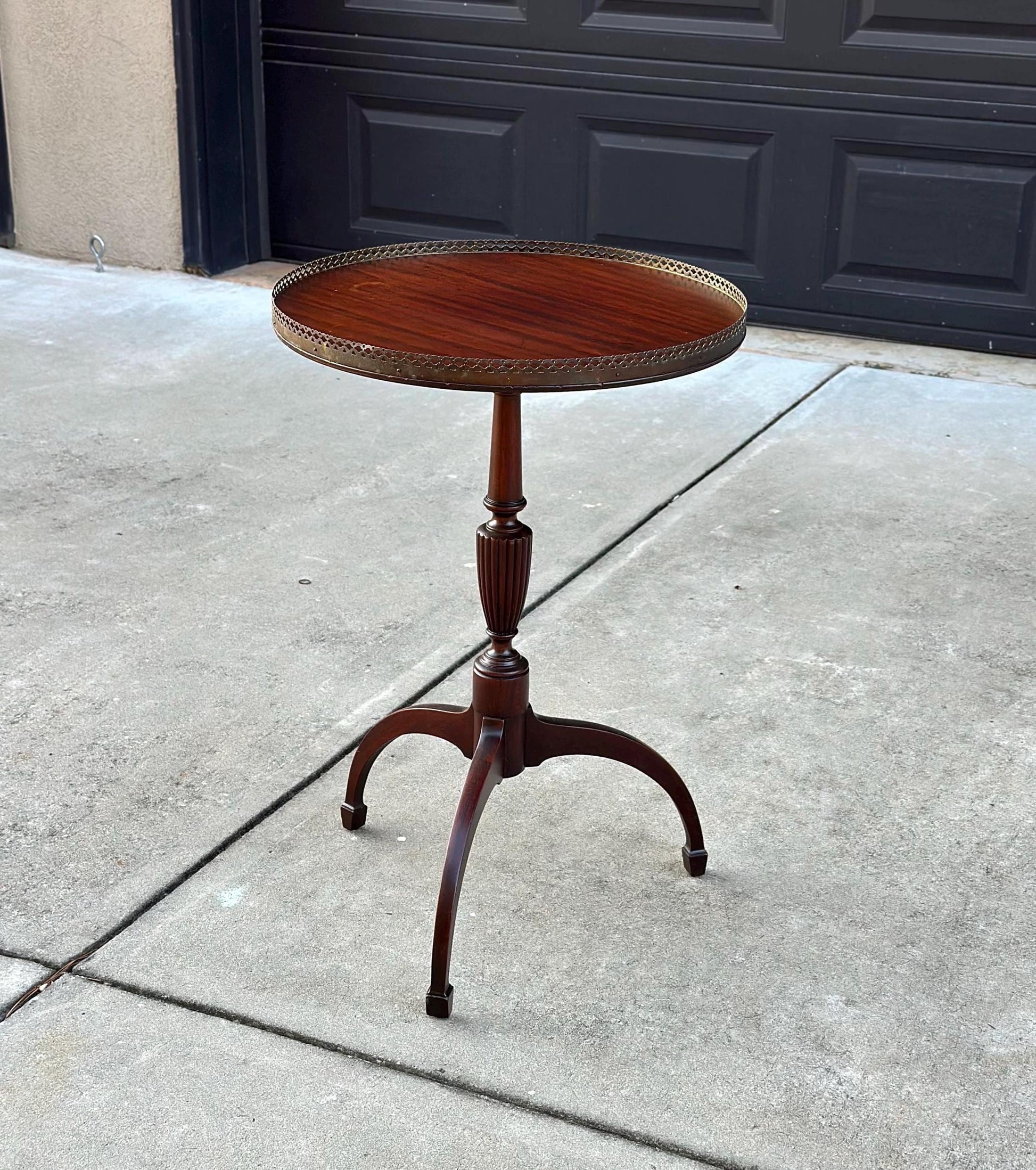 Antique Early 1900's Solid Wood Brass Trim Federal Mahogany Side Table