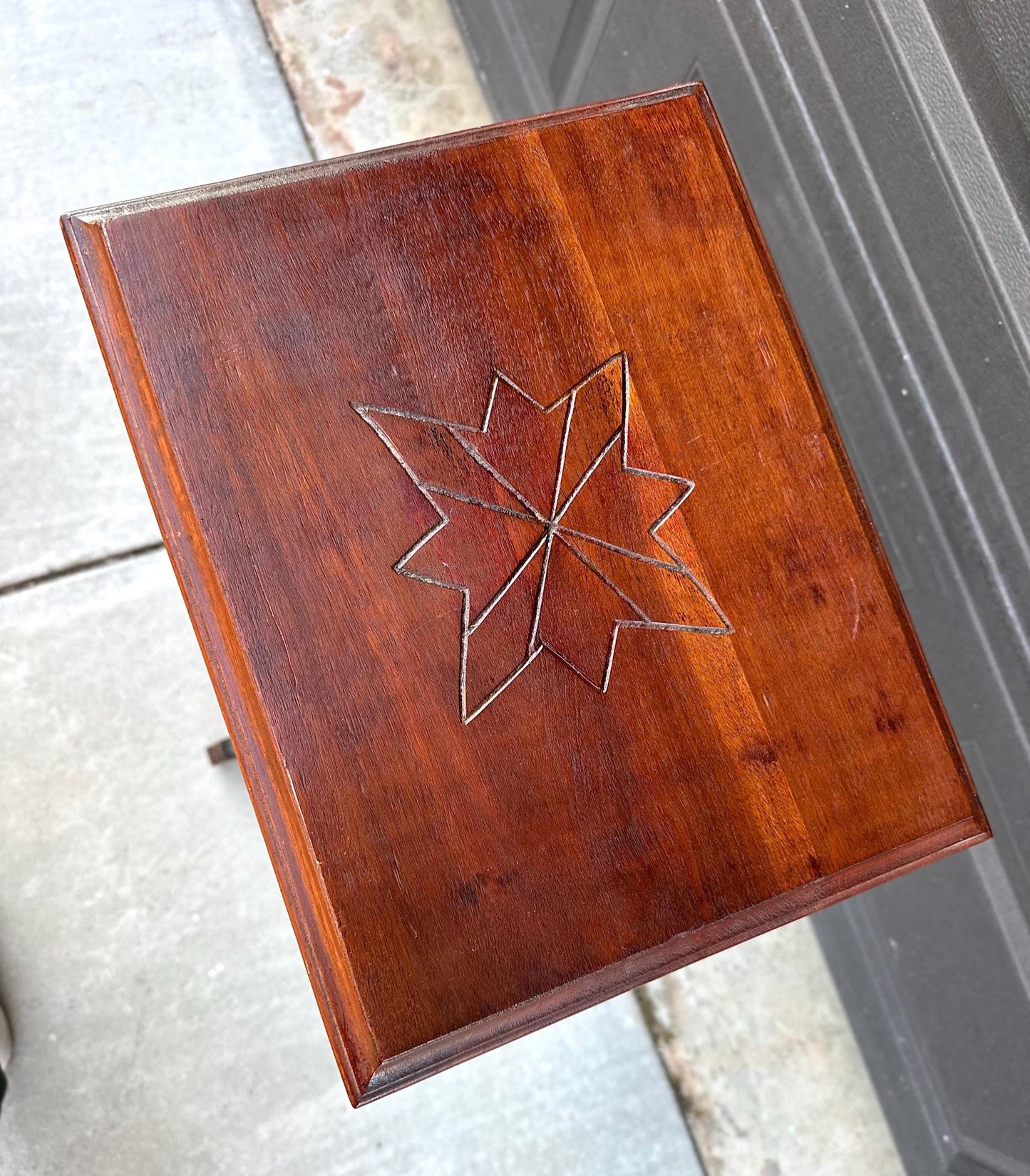 Antique Late 1800's Solid Wood Hand Carved Mahogany Accent Table