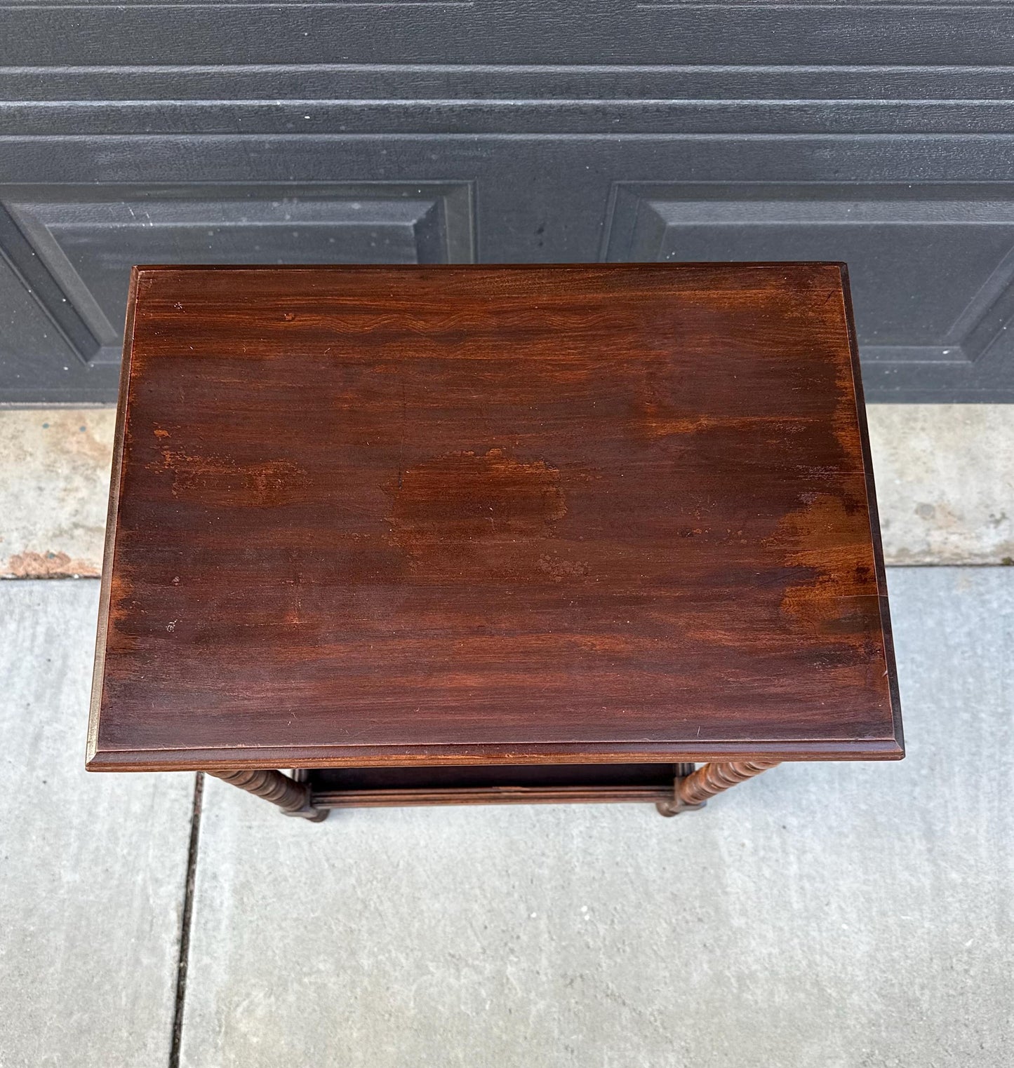 Antique Early 1900's Solid Wood Spindle Leg Mahogany Accent Table