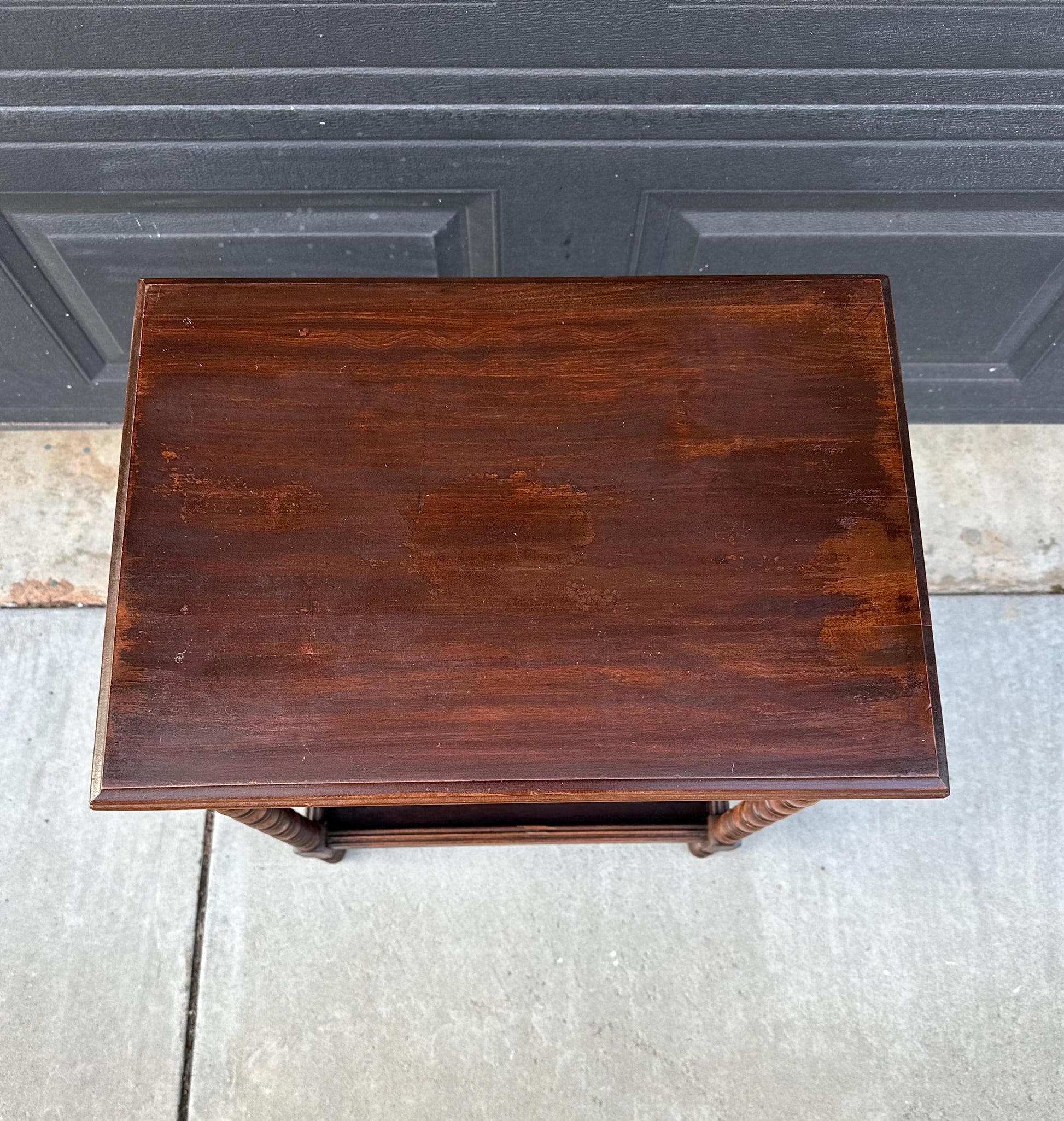 Antique Early 1900's Solid Wood Spindle Leg Mahogany Accent Table