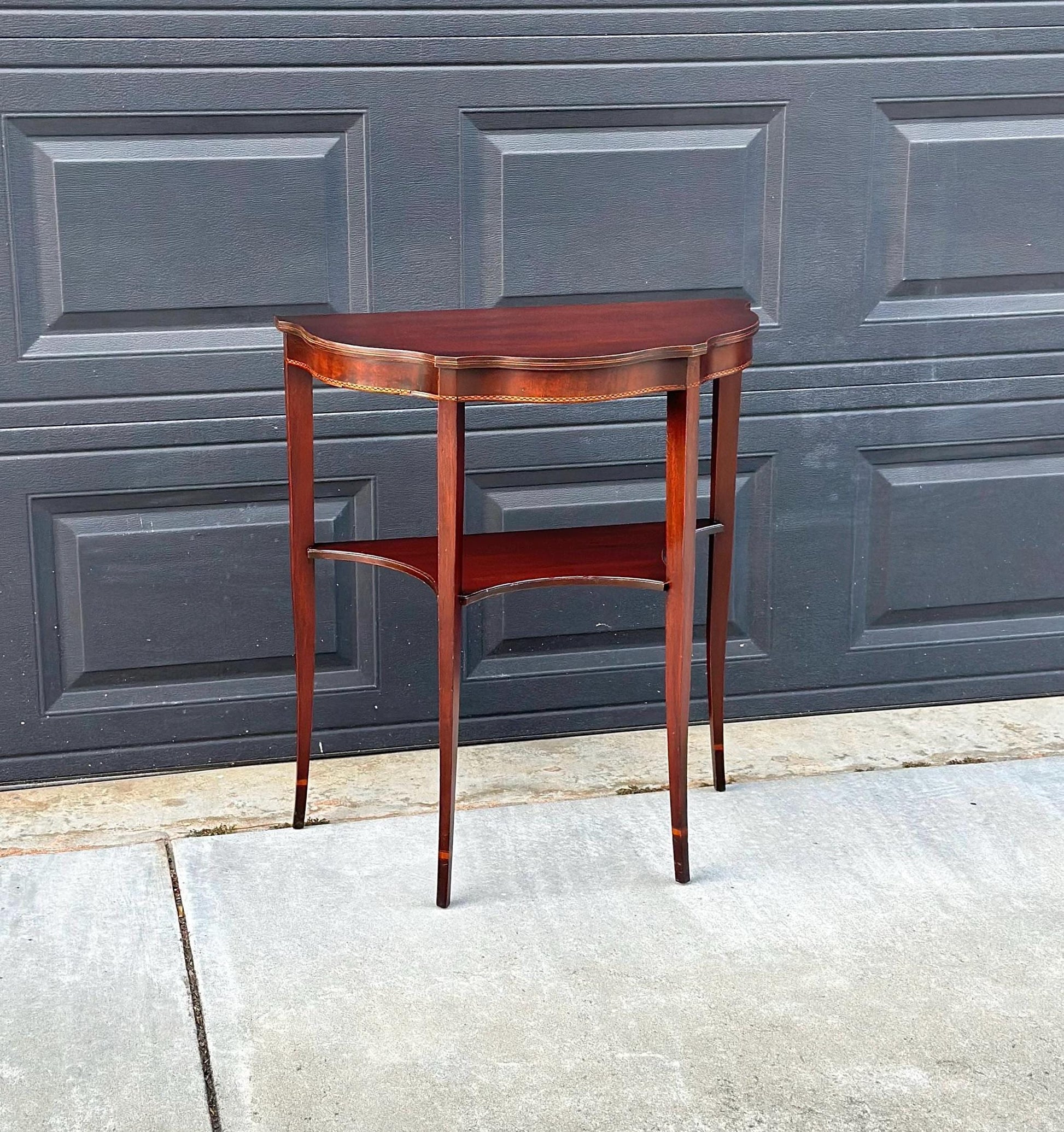 Antique Early 1900's Mahogany Wood Half Round Hepplewhite Console Table