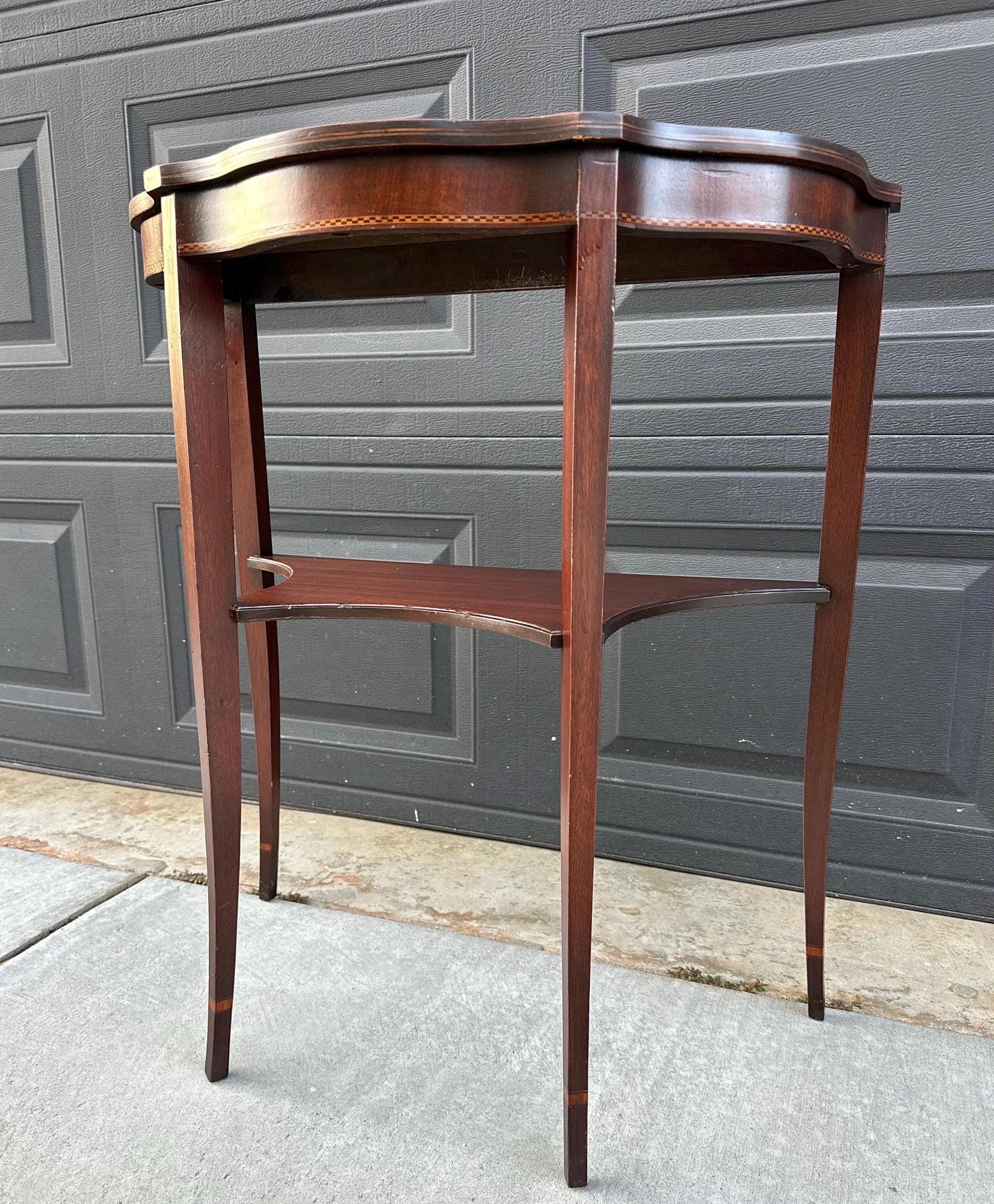 Antique Early 1900's Mahogany Wood Half Round Hepplewhite Console Table