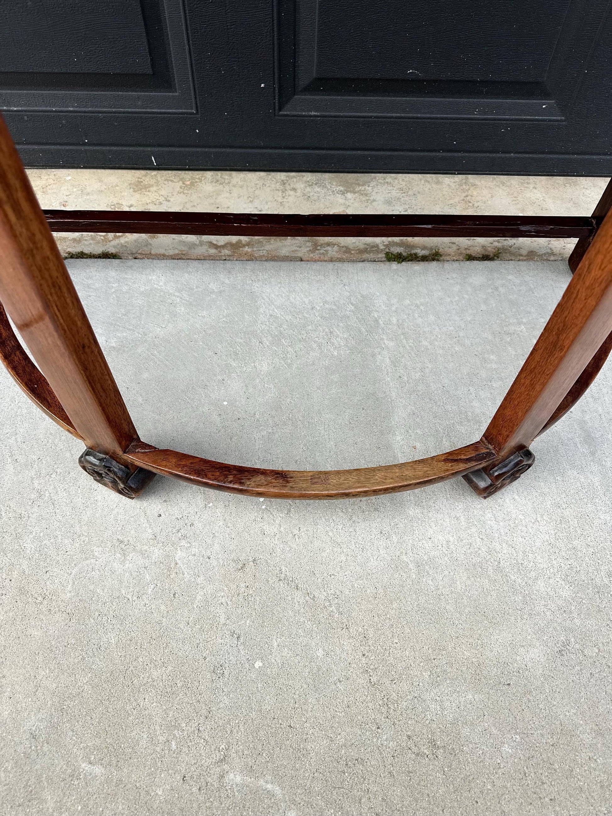 Antique Early 1900's Solid Wood Demi-Lune Mahogany Oriental Half Round Accent Table