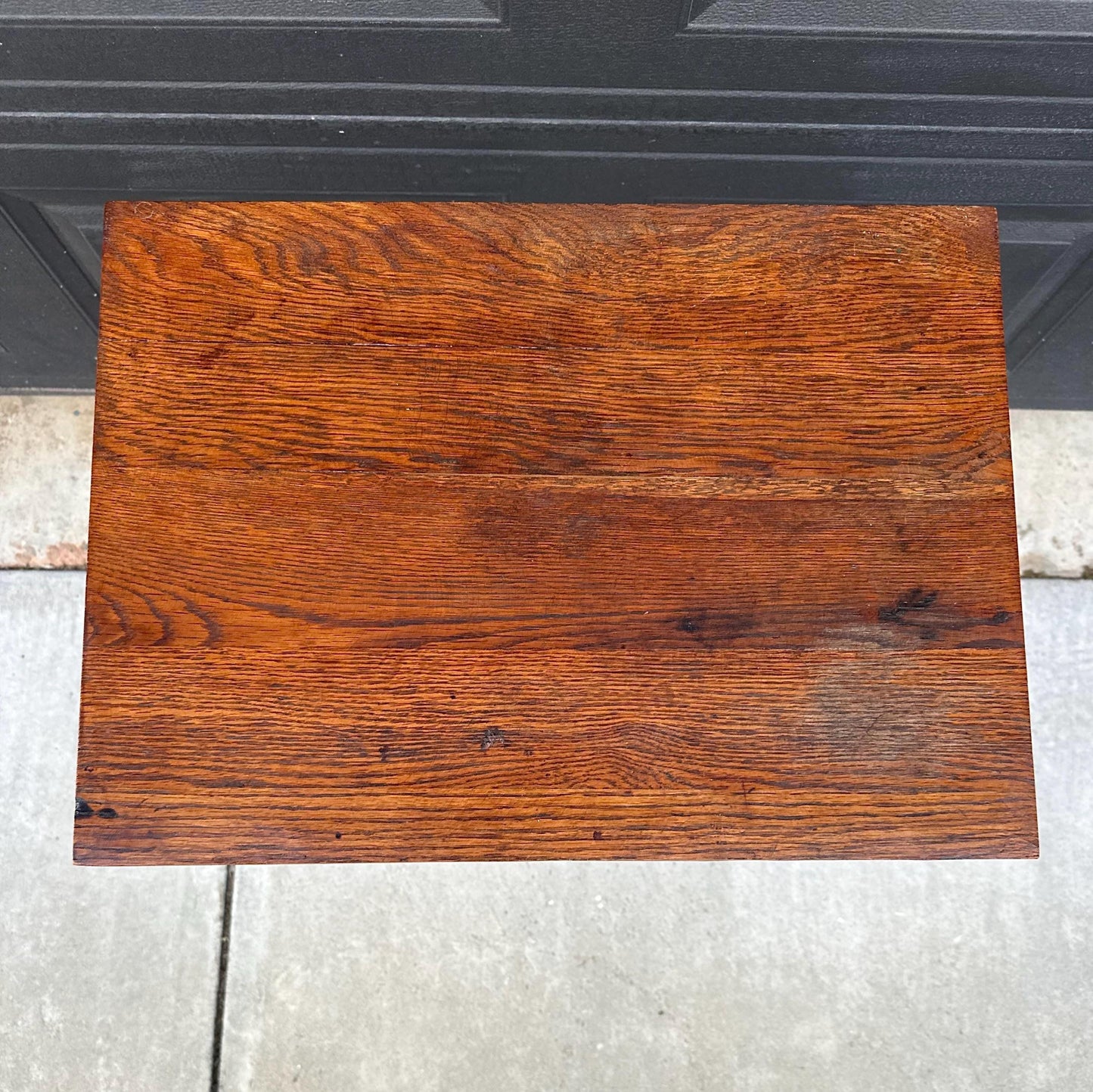Antique Early 1900's Solid Wood Rustic Oak Side Table with Drawer