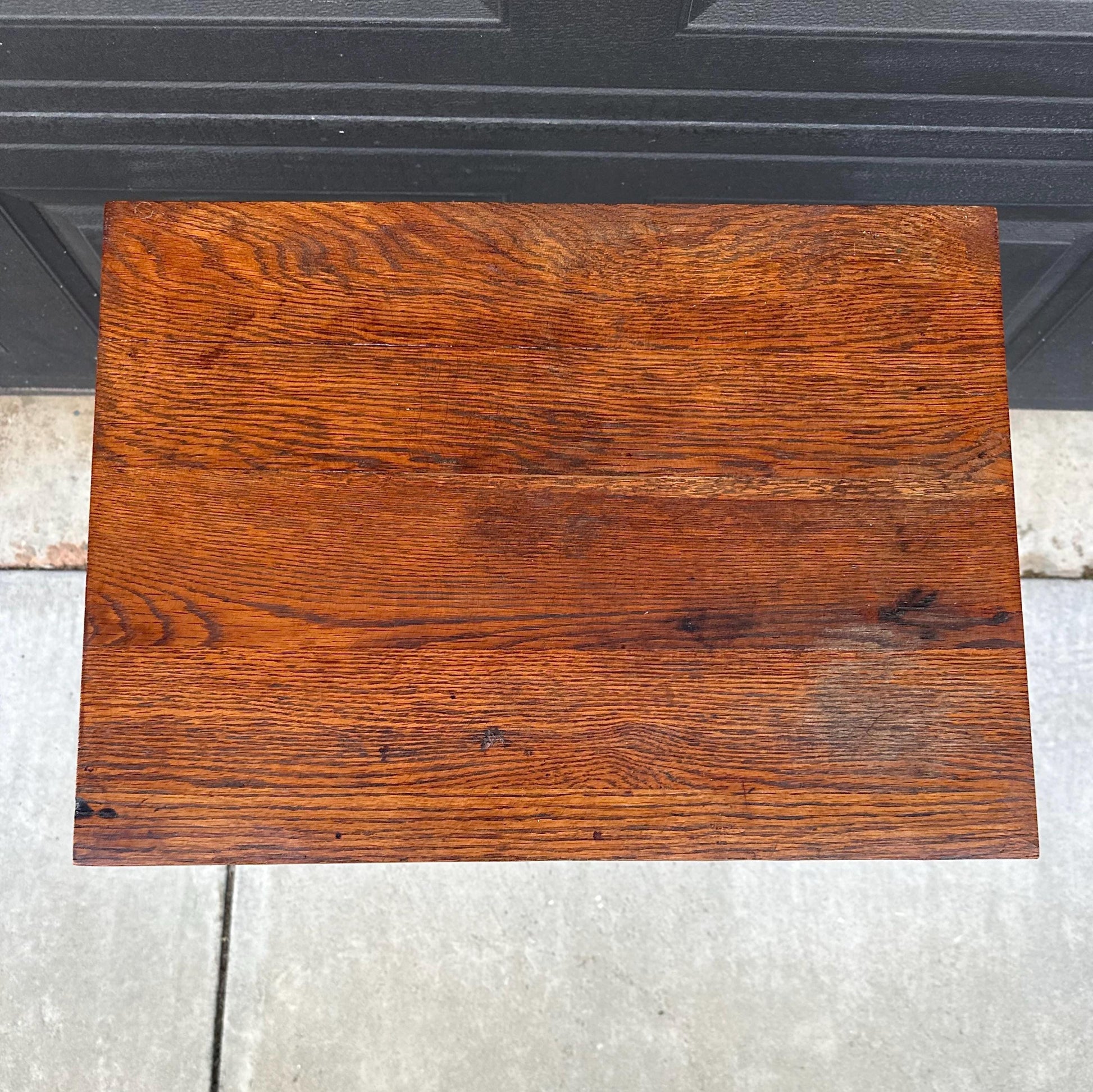 Antique Early 1900's Solid Wood Rustic Oak Side Table with Drawer