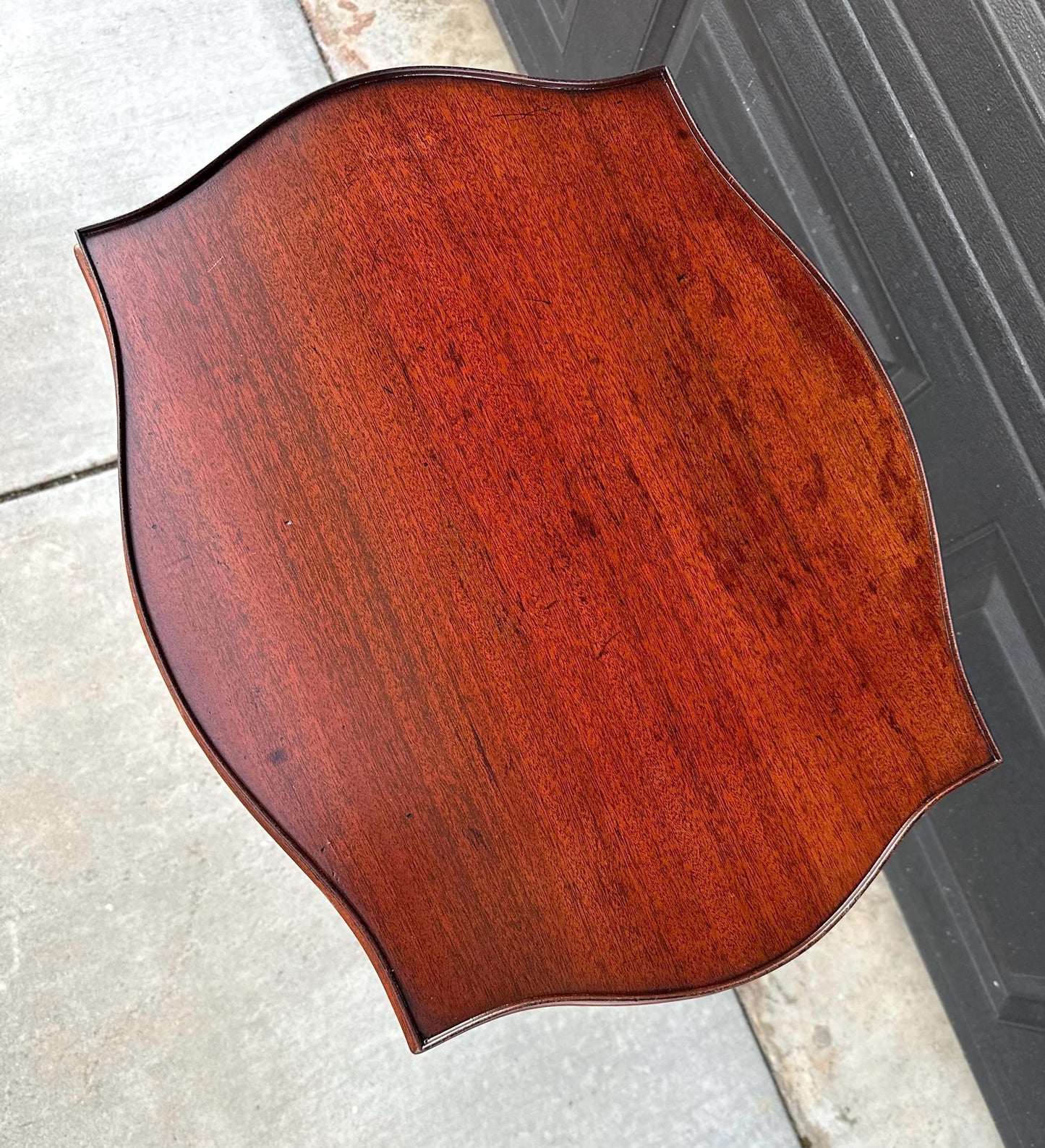 Antique Mid 1900's Hepplewhite Mahogany Stretcher Base Lamp Table