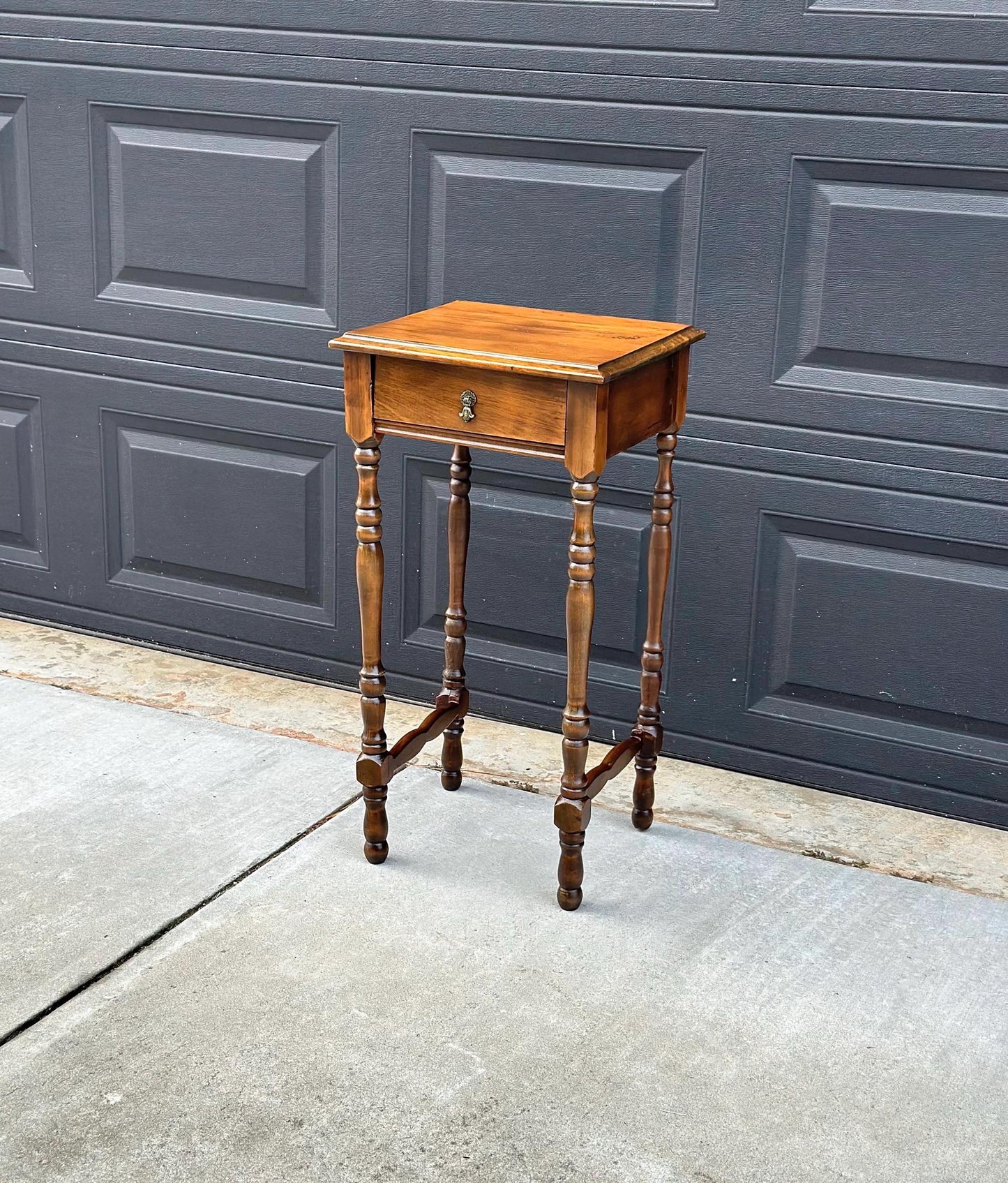 Antique Late 1800's Solid Wood Single Drawer Cherry Side Table