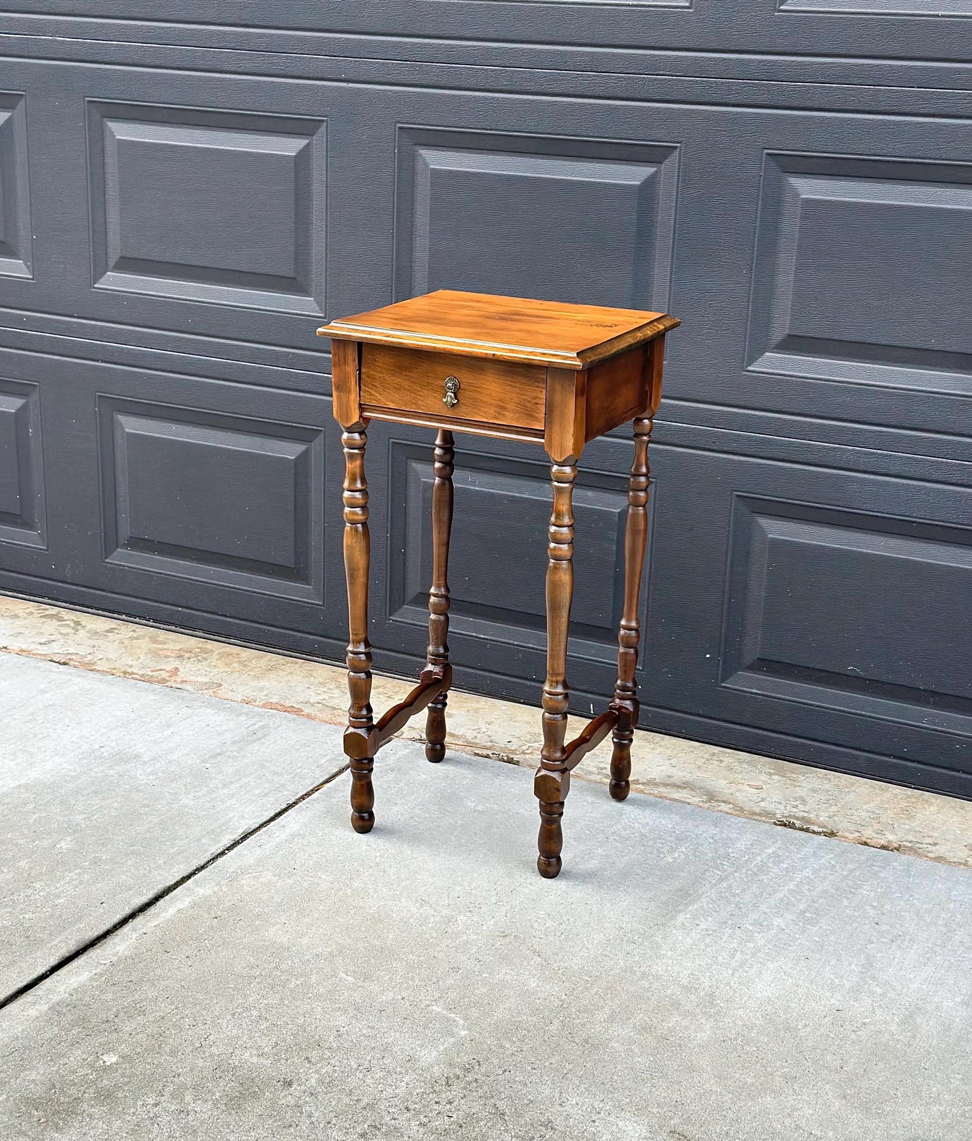 Antique Late 1800's Solid Wood Single Drawer Cherry Side Table