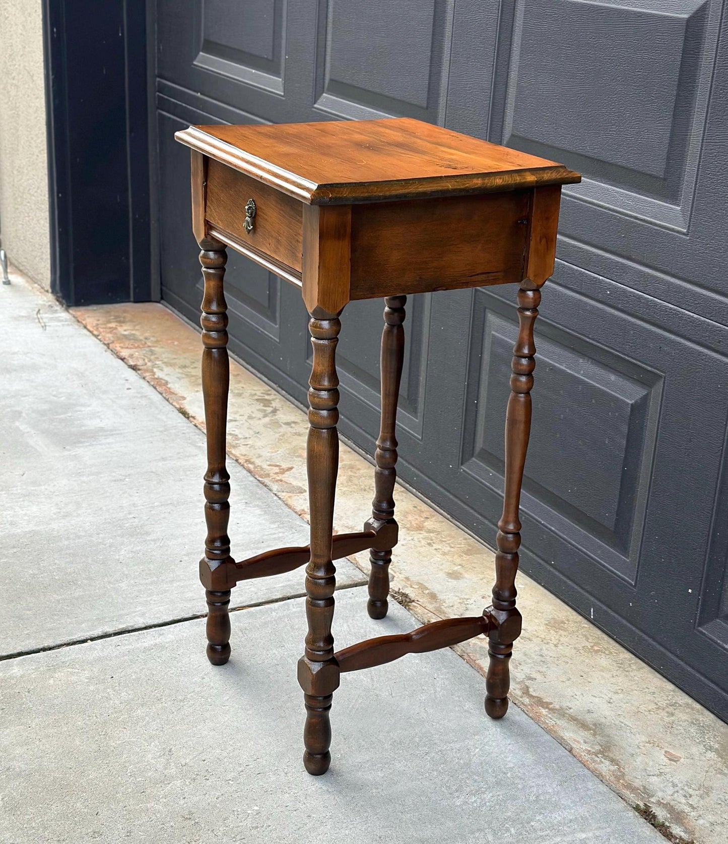 Antique Late 1800's Solid Wood Single Drawer Cherry Side Table
