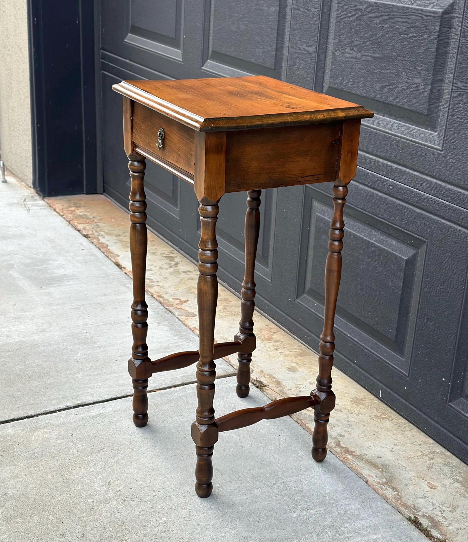 Antique Late 1800's Solid Wood Single Drawer Cherry Side Table