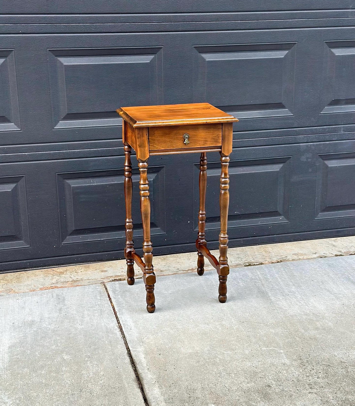 Antique Late 1800's Solid Wood Single Drawer Cherry Side Table