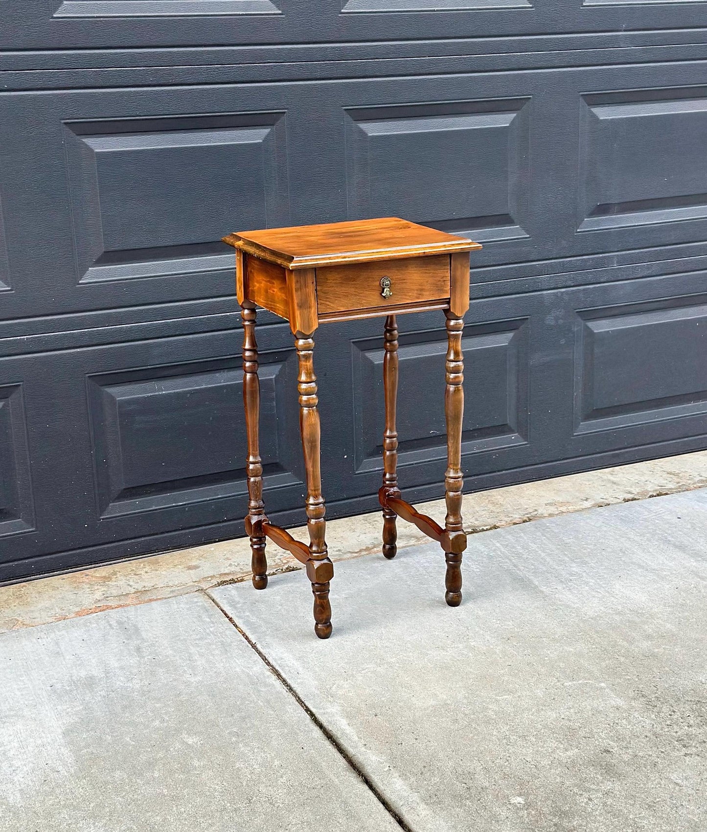 Antique Late 1800's Solid Wood Single Drawer Cherry Side Table
