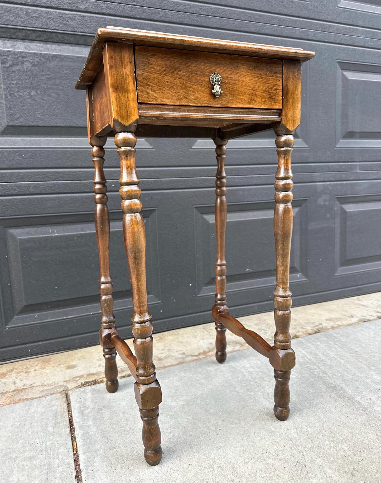 Antique Late 1800's Solid Wood Single Drawer Cherry Side Table