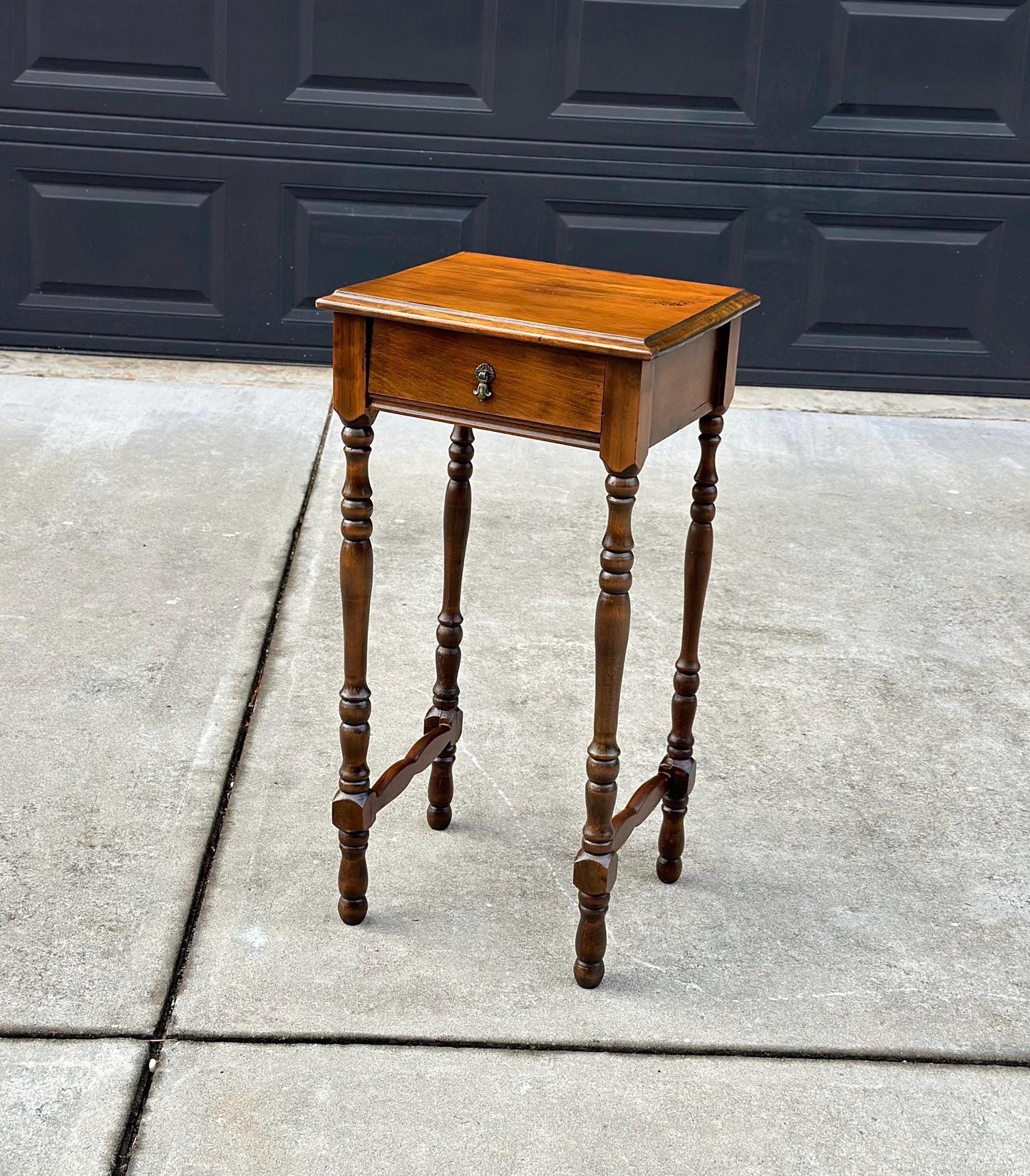 Antique Late 1800's Solid Wood Single Drawer Cherry Side Table