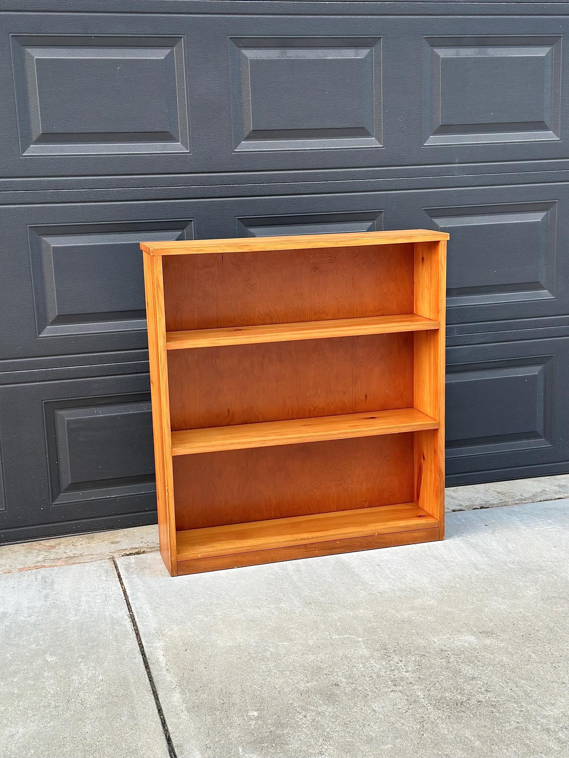 Vintage Mid 1900's Solid Wood Three Tier Bookcase Narrow Bookshelf