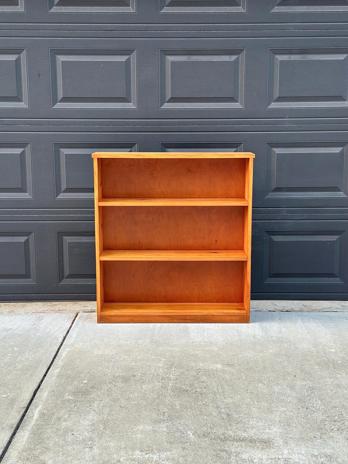 Vintage Mid 1900's Solid Wood Three Tier Bookcase Narrow Bookshelf