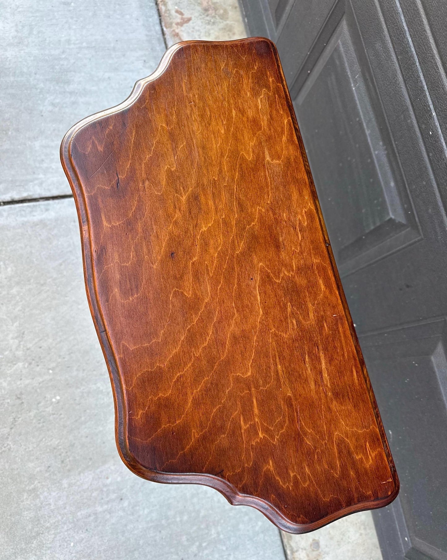 Antique Late 1800's Cherry & Maple Solid Wood Half Moon Side Table