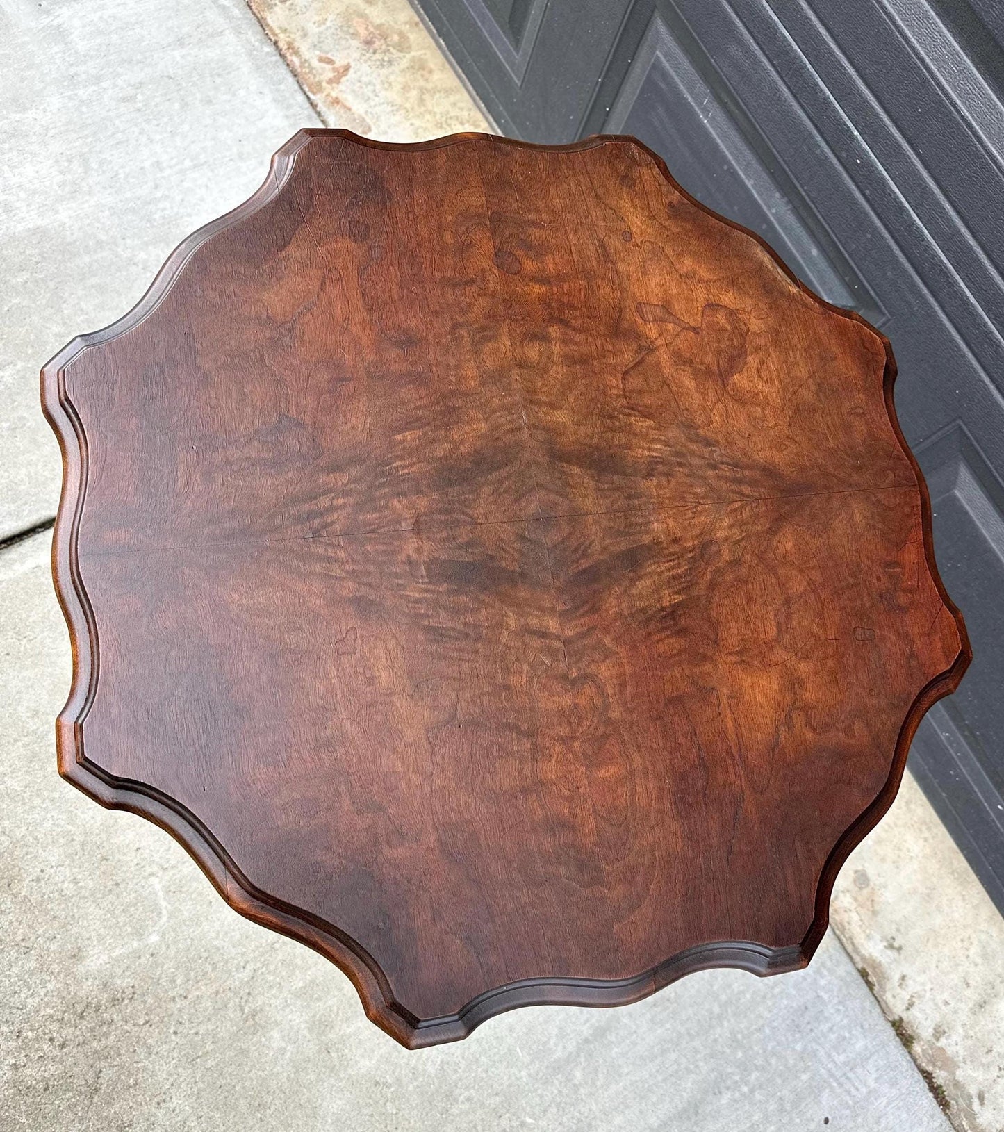 Antique Late 1800's Book-Matched Walnut Edwardian Accent Table
