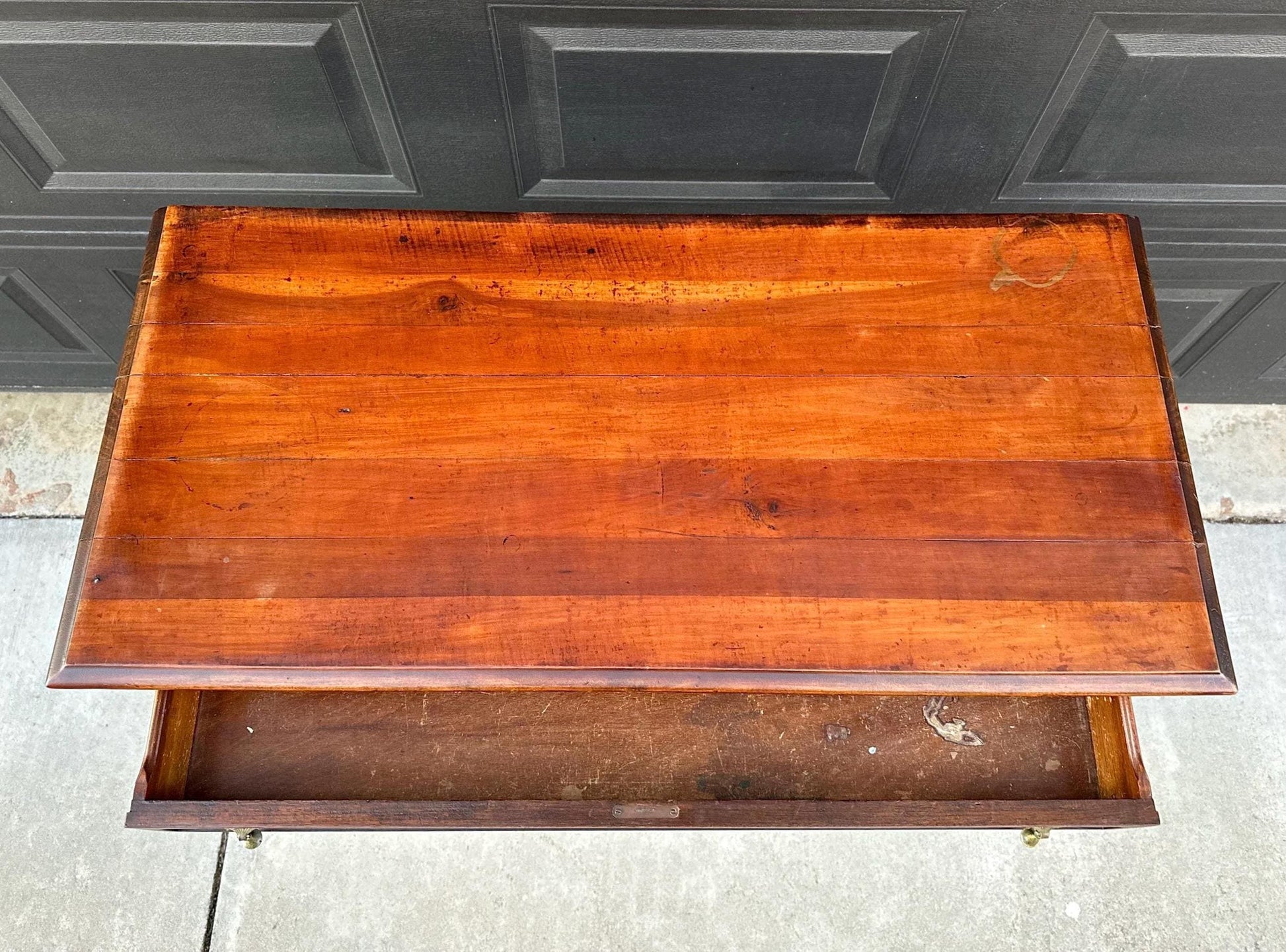 Antique Early 1900's Solid Wood Open Shelf Mahogany Console Server Table with Drawer