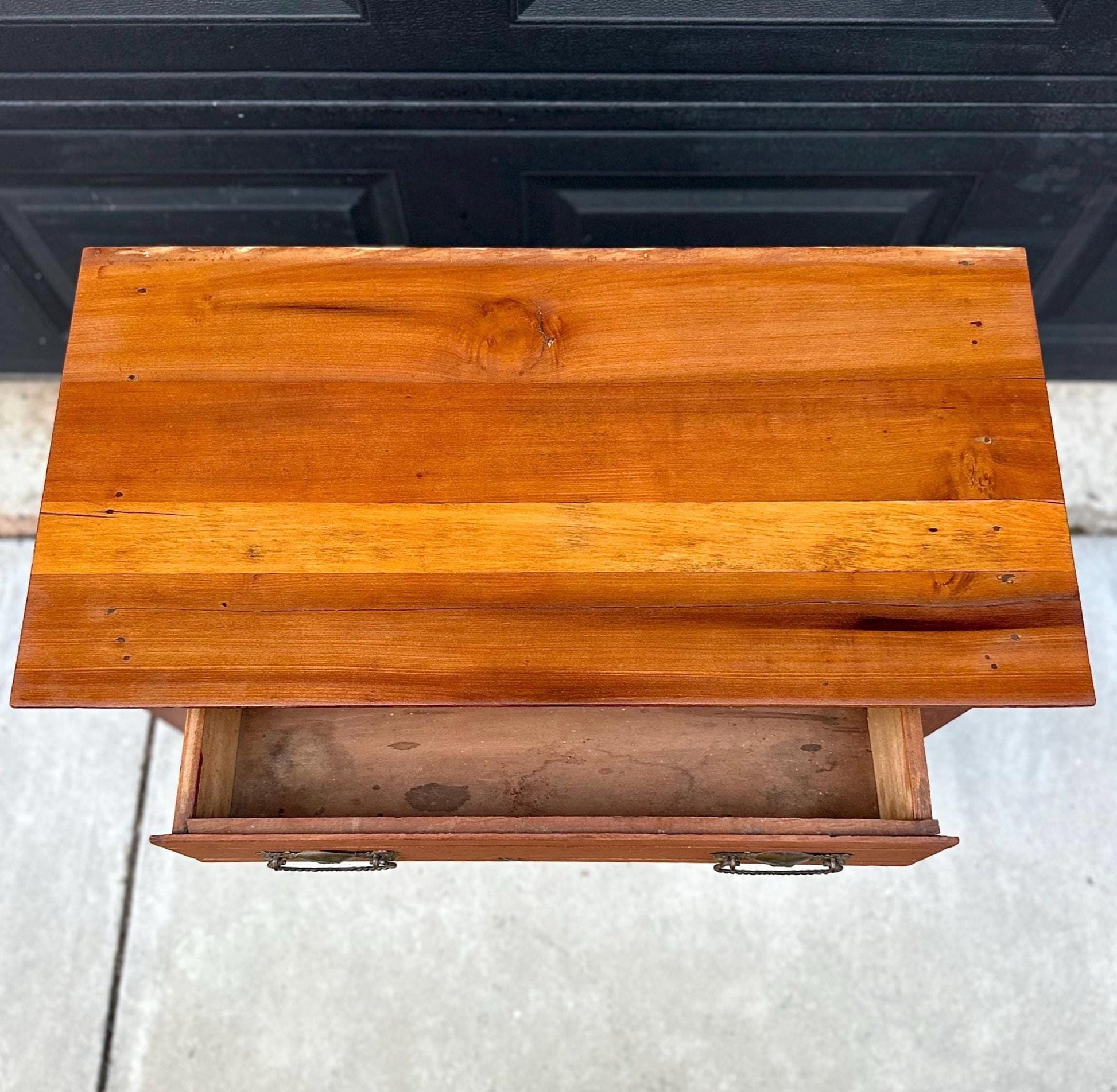 Antique Early 1900's Solid Wood Eastlake Oak & Pine Cabinet with Drawer