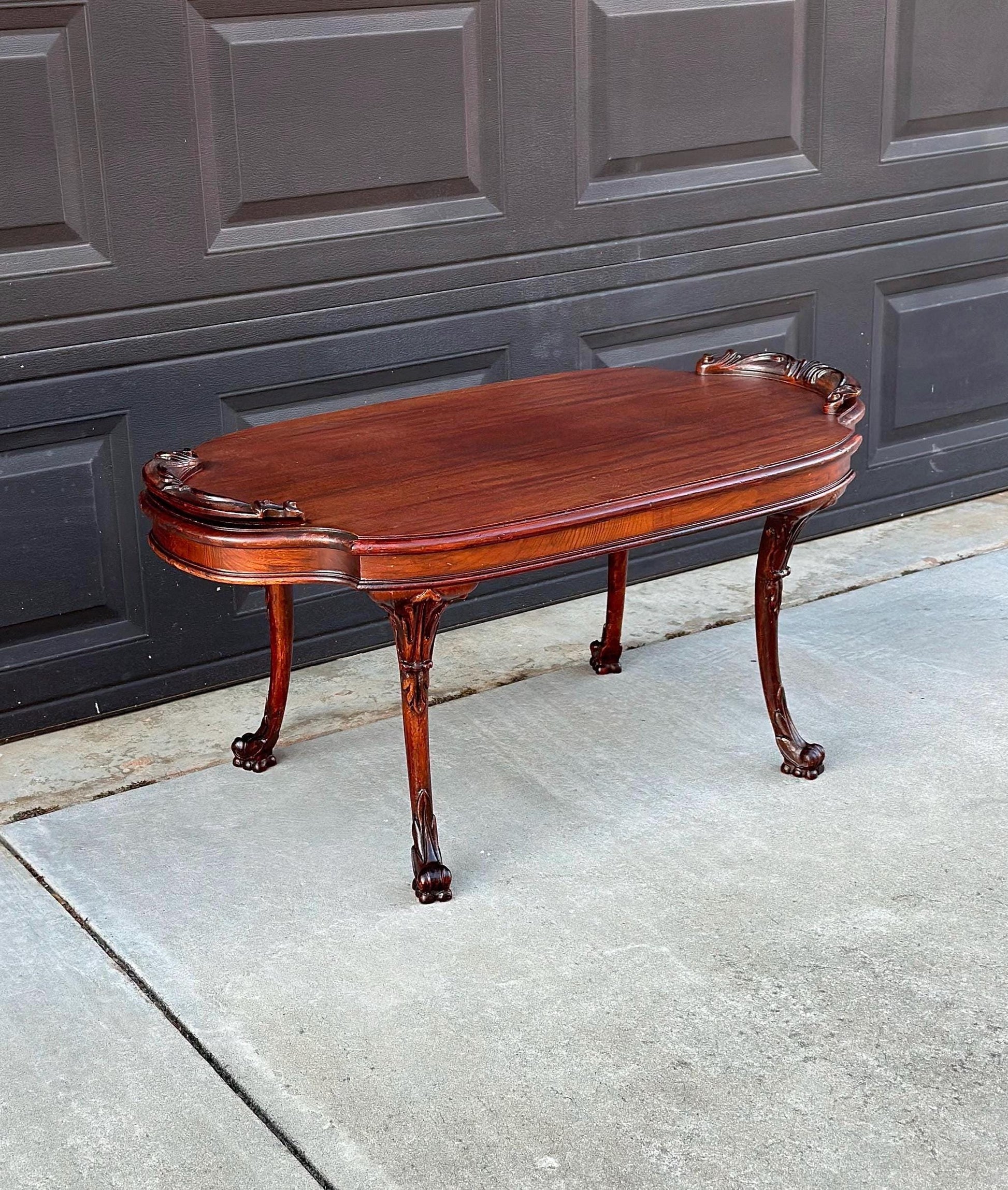Antique Early 1900's Victorian Mahogany Wood Coffee Table