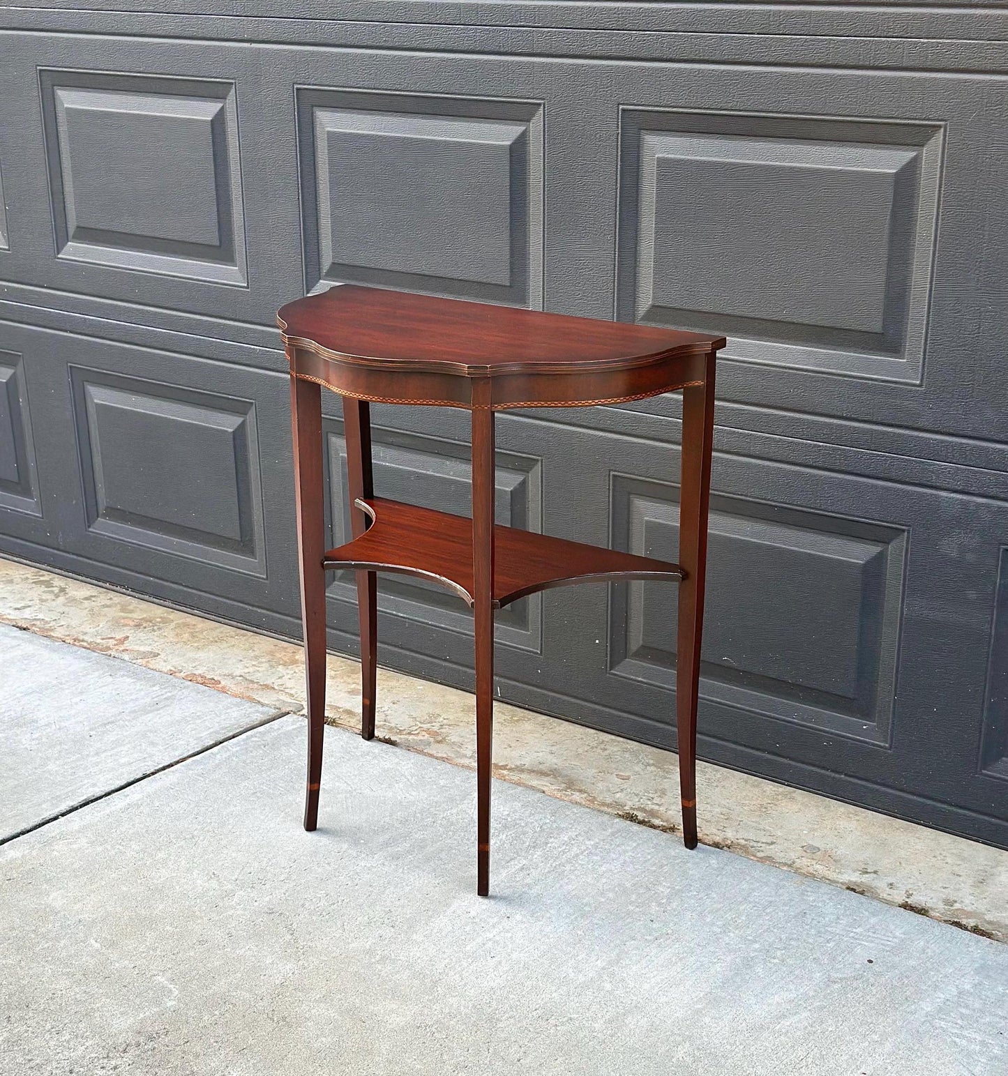 Antique Early 1900's Mahogany Wood Half Round Hepplewhite Console Table