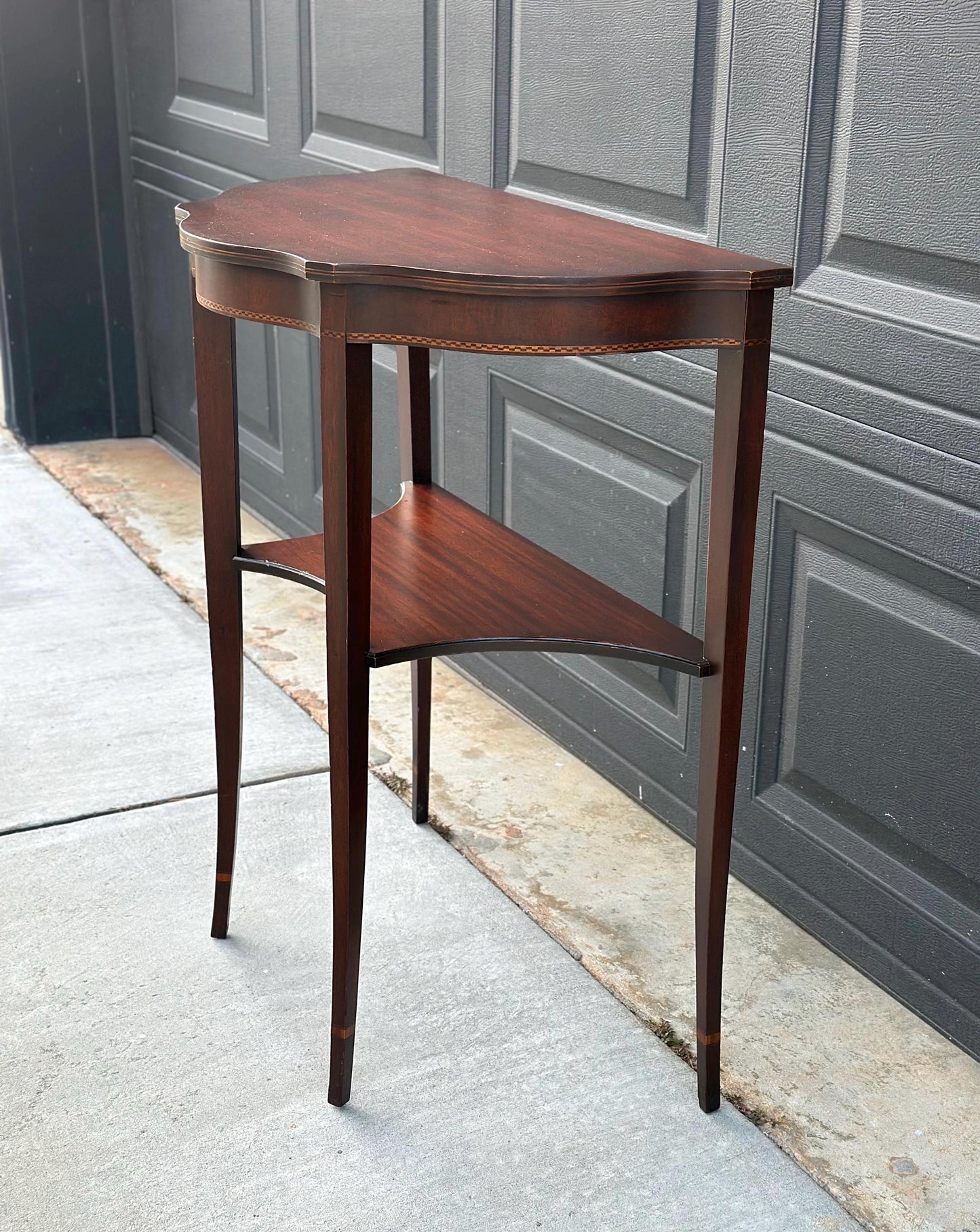 Antique Early 1900's Mahogany Wood Half Round Hepplewhite Console Table