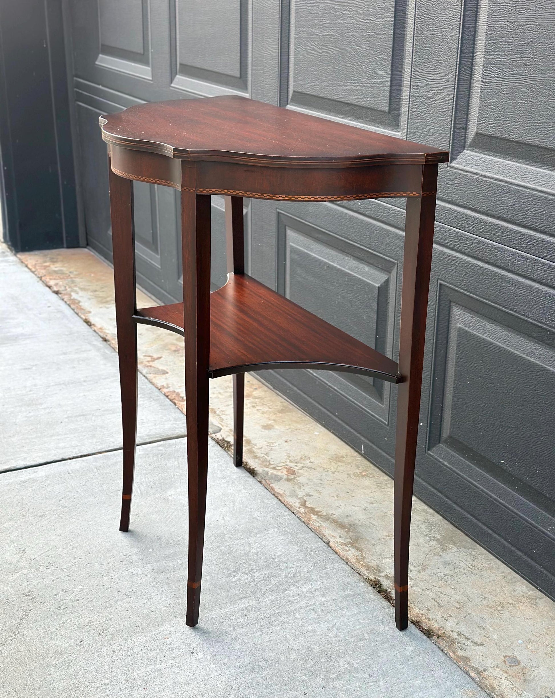 Antique Early 1900's Mahogany Wood Half Round Hepplewhite Console Table