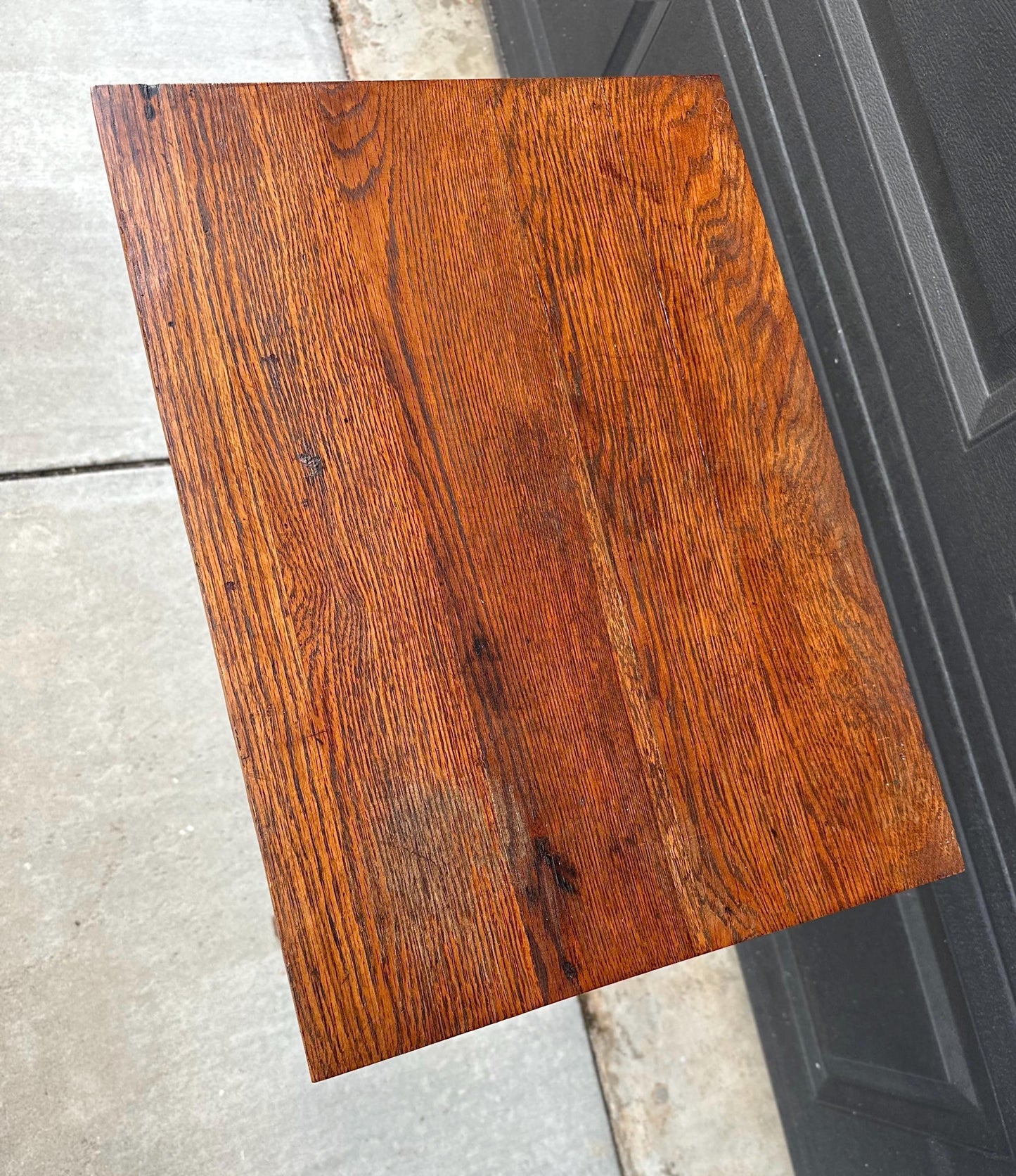 Antique Early 1900's Solid Wood Rustic Oak Side Table with Drawer