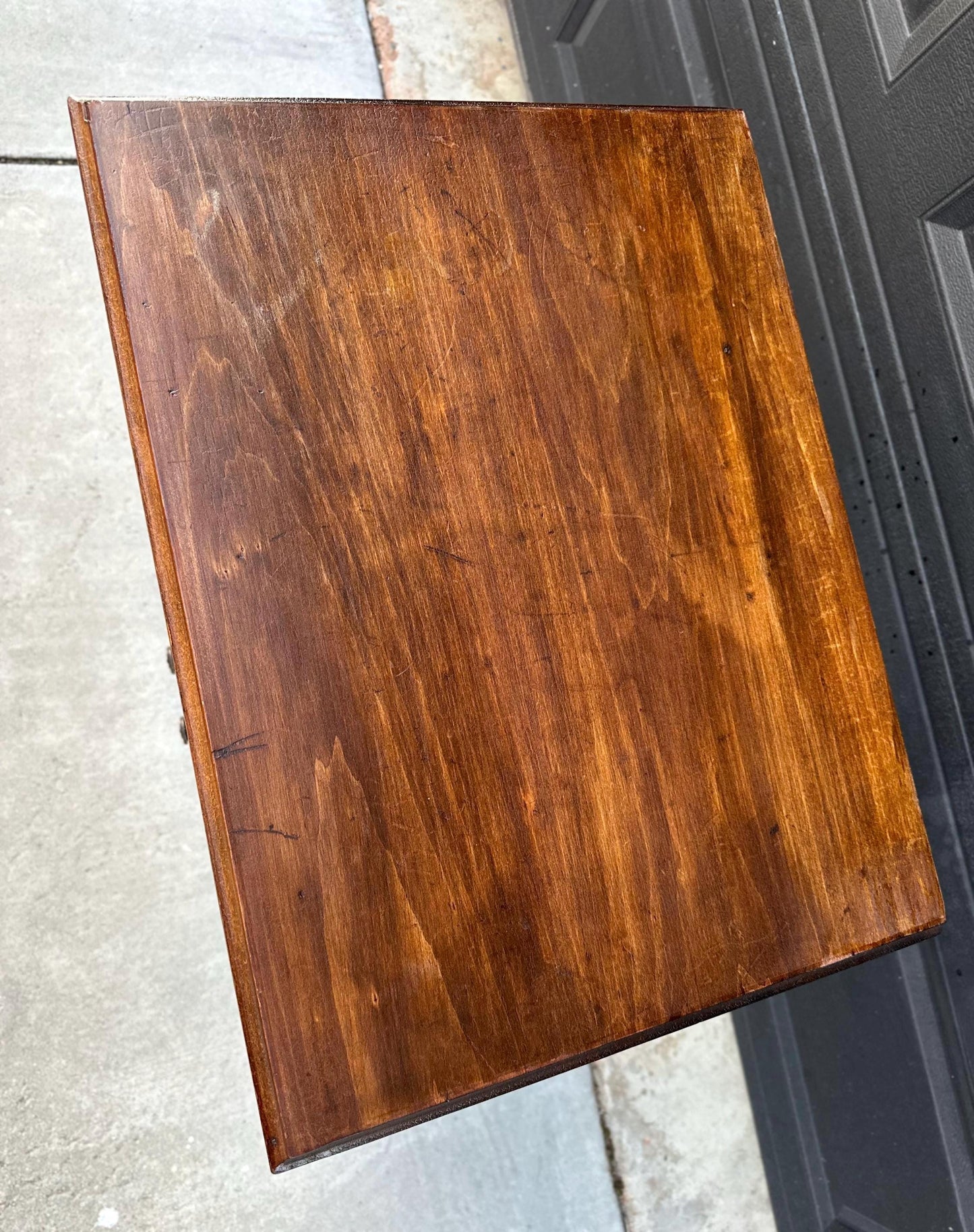 Antique Early 1900's Solid Cherry Wood Lift Top Side Cabinet