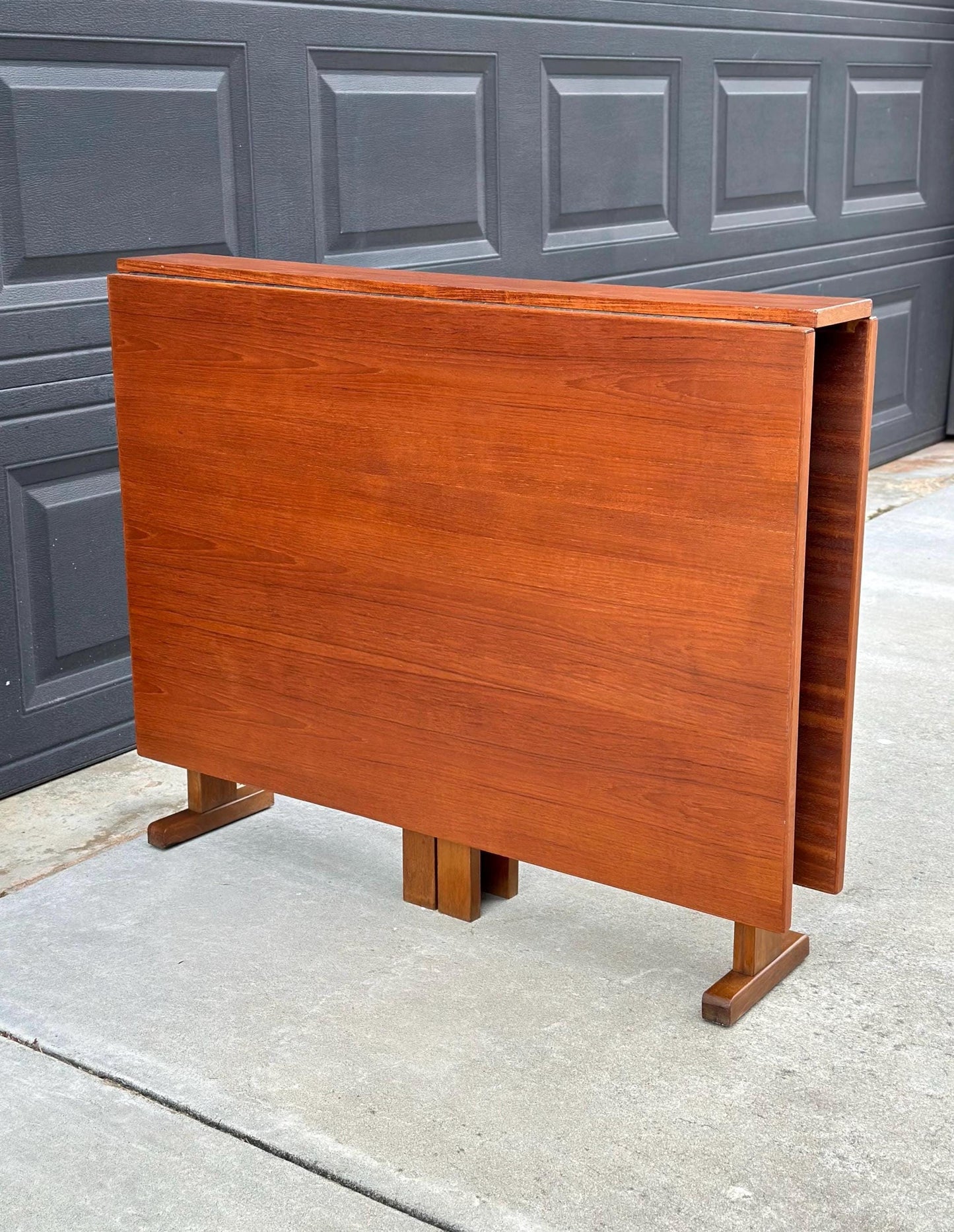 Vintage Mid 1900's Folding Teak Wood Scandinavian Dropleaf Dining Table