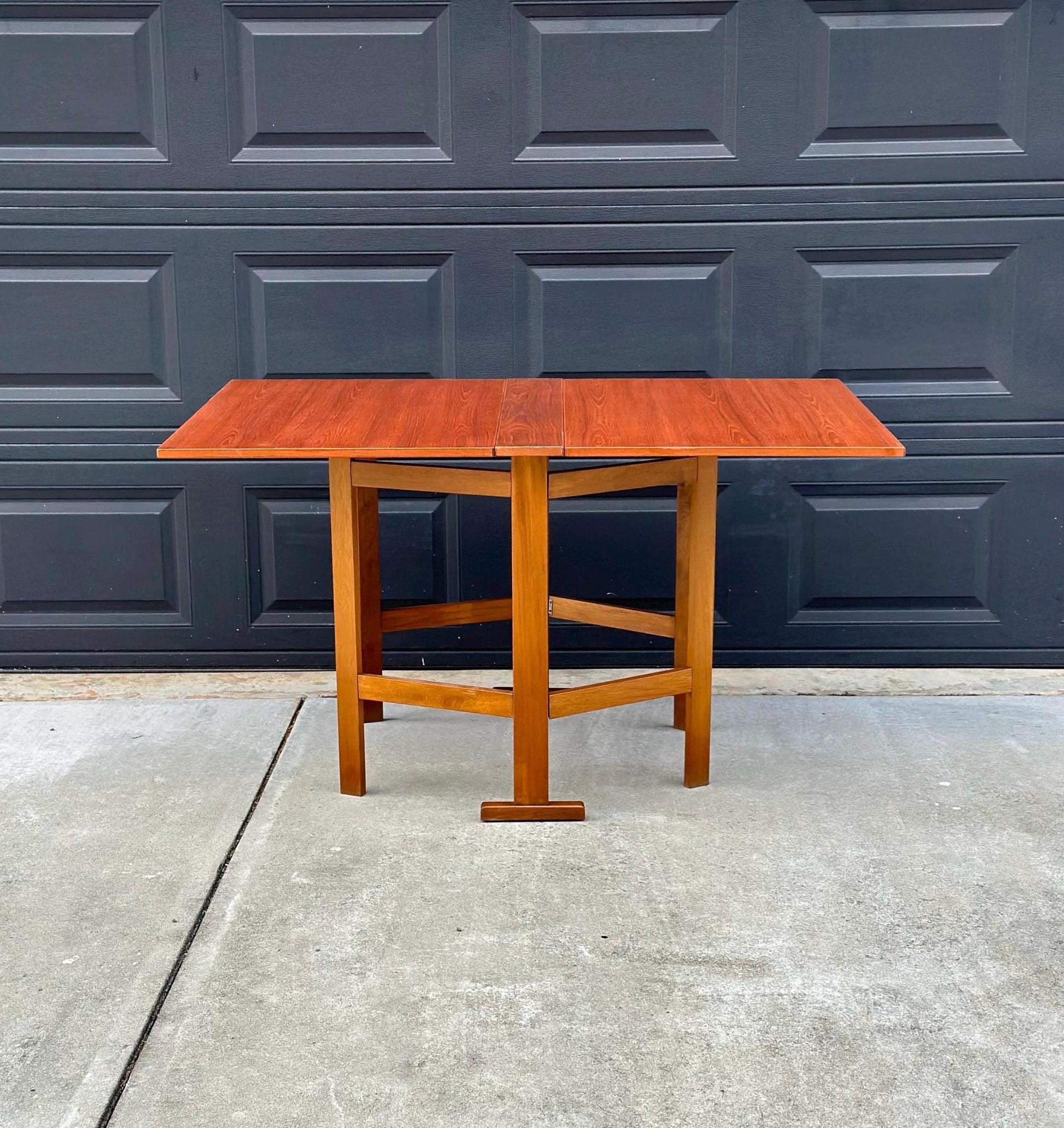Vintage Mid 1900's Folding Teak Wood Scandinavian Dropleaf Dining Table