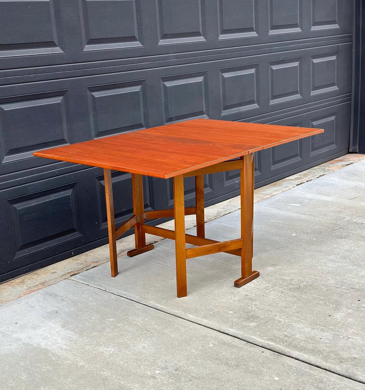 Vintage Mid 1900's Folding Teak Wood Scandinavian Dropleaf Dining Table