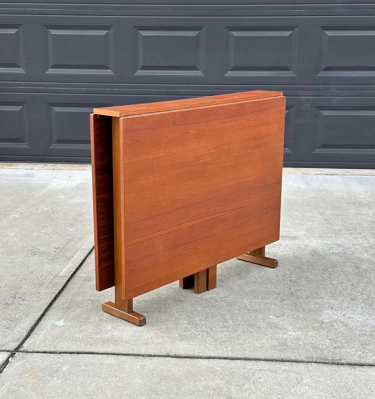 Vintage Mid 1900's Folding Teak Wood Scandinavian Dropleaf Dining Table