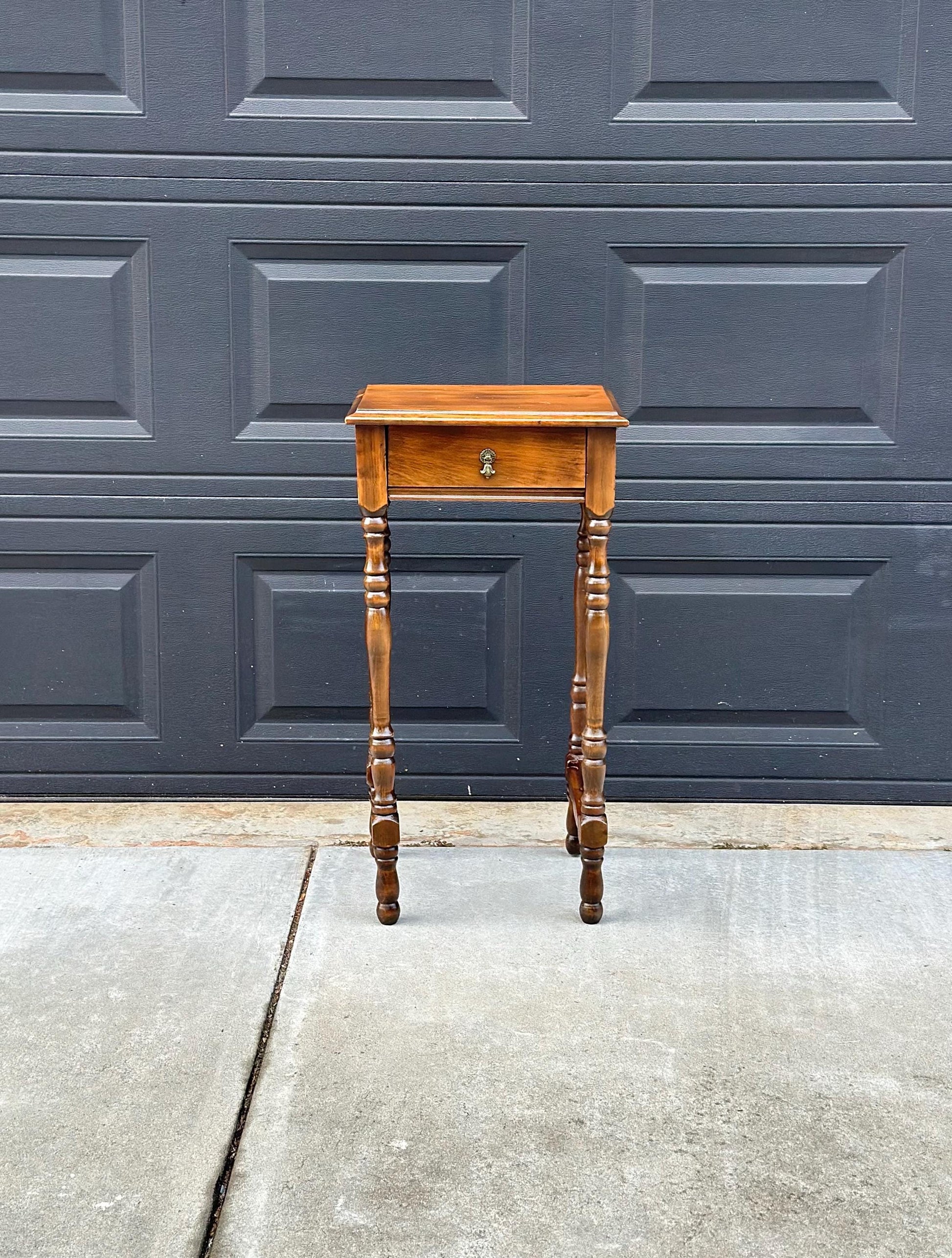 Antique Late 1800's Solid Wood Single Drawer Cherry Side Table