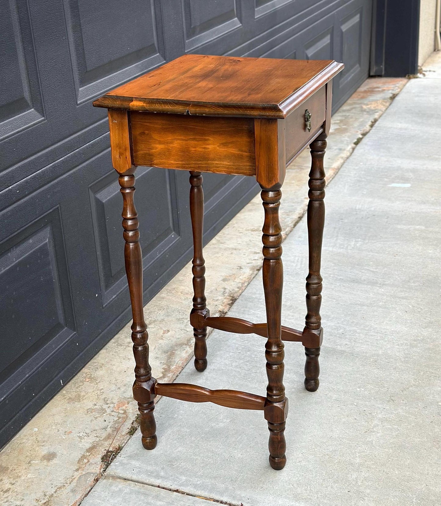 Antique Late 1800's Solid Wood Single Drawer Cherry Side Table