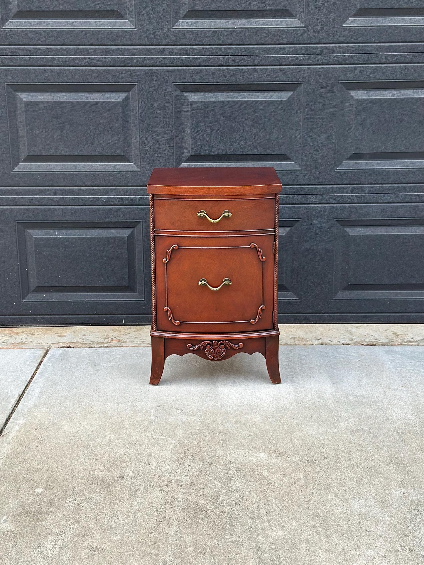 Vintage Mid 1900's Classic Mahogany Wood Cabinet Nightstand with Drawer