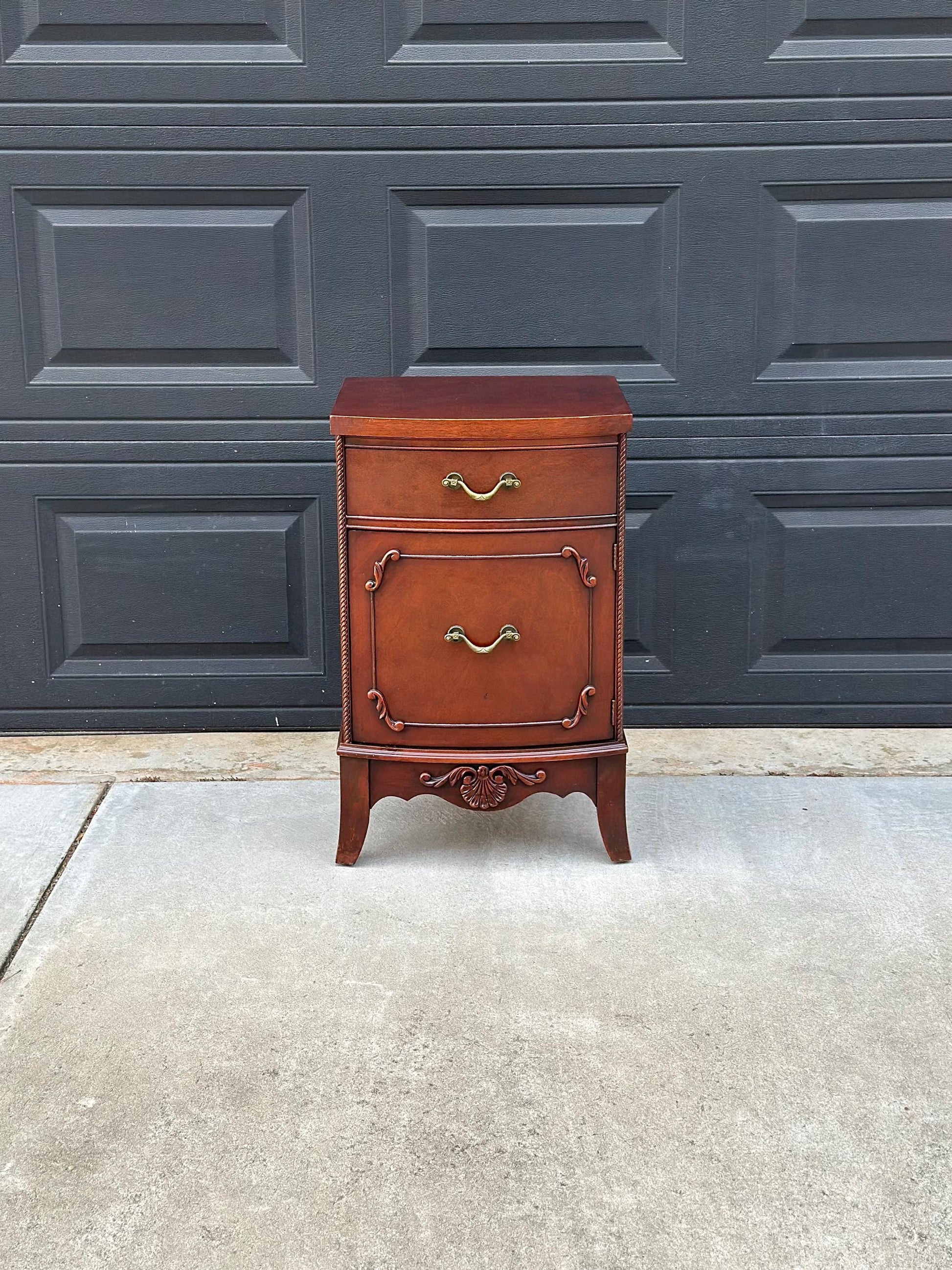 Vintage Mid 1900's Classic Mahogany Wood Cabinet Nightstand with Drawer