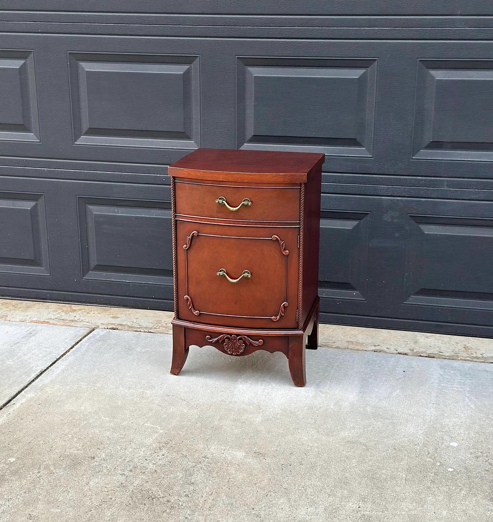 Vintage Mid 1900's Classic Mahogany Wood Cabinet Nightstand with Drawer