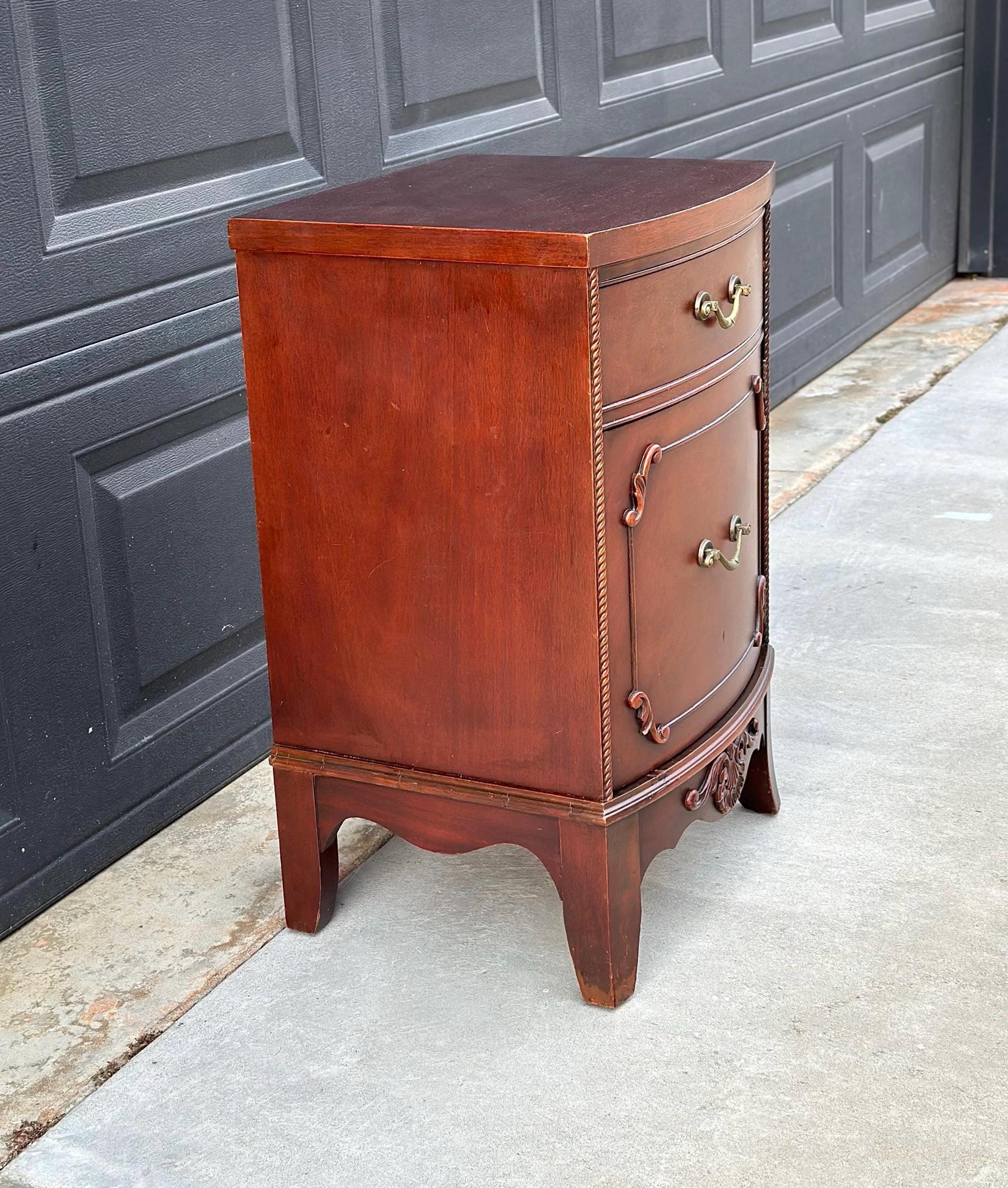 Vintage Mid 1900's Classic Mahogany Wood Cabinet Nightstand with Drawer